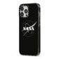 Black NASA Meatball iPhone 13 Pro Max Black Impact Case Side Angle on Silver phone