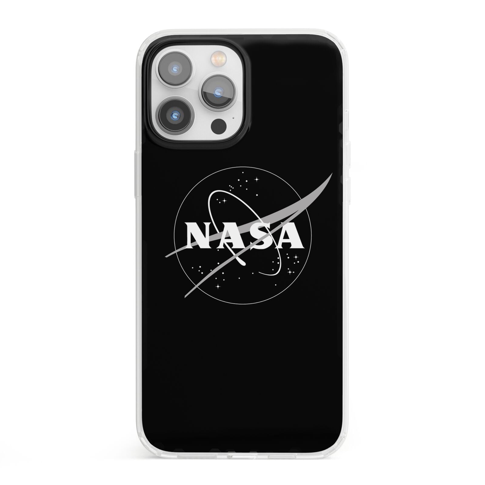 Black NASA Meatball iPhone 13 Pro Max Clear Bumper Case