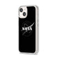 Black NASA Meatball iPhone 14 Clear Tough Case Starlight Angled Image