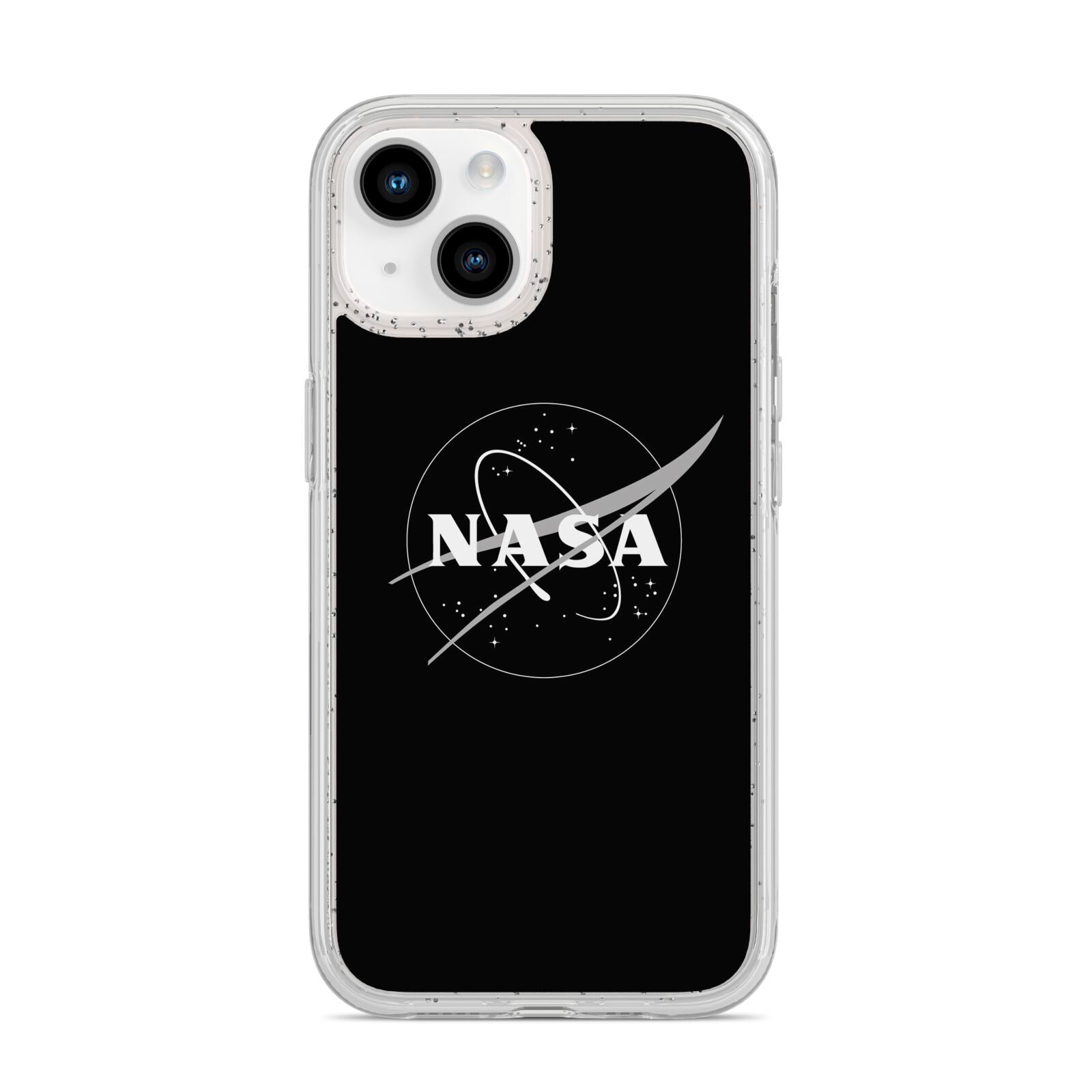 Black NASA Meatball iPhone 14 Glitter Tough Case Starlight