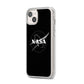 Black NASA Meatball iPhone 14 Plus Clear Tough Case Starlight Angled Image