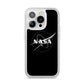 Black NASA Meatball iPhone 14 Pro Clear Tough Case Silver