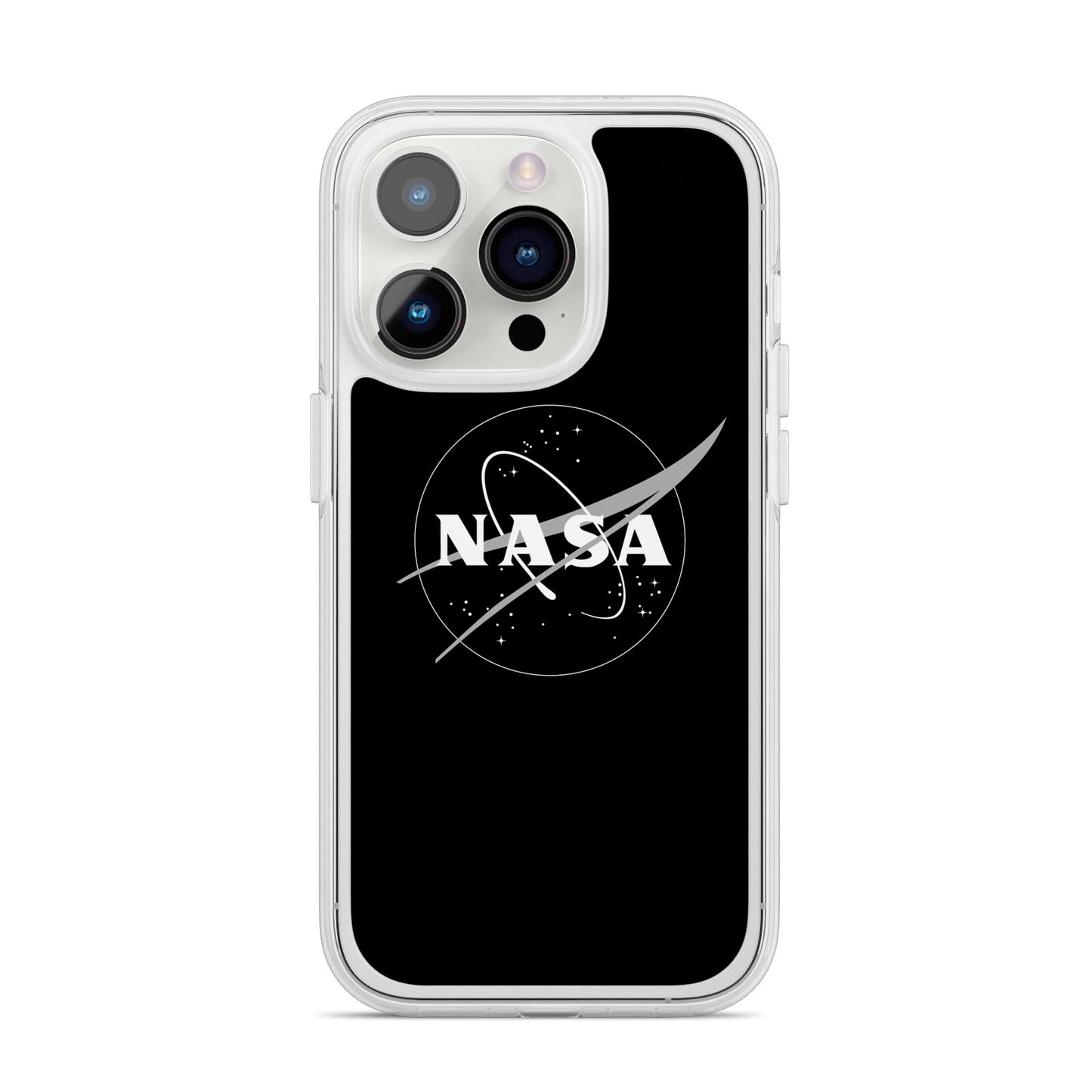 Black NASA Meatball iPhone 14 Pro Clear Tough Case Silver