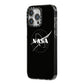 Black NASA Meatball iPhone 14 Pro Max Black Impact Case Side Angle on Silver phone