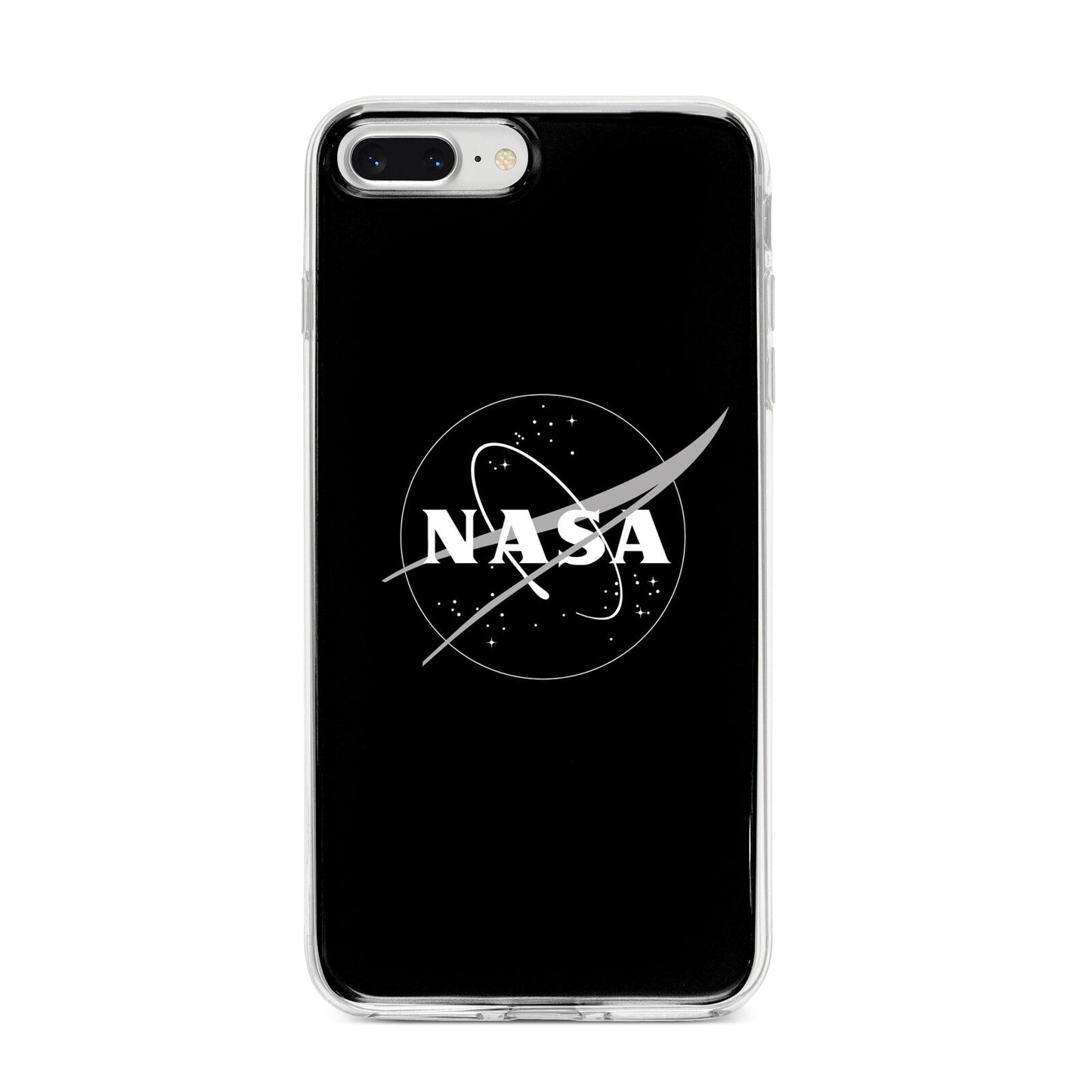 Black NASA Meatball iPhone 8 Plus Bumper Case on Silver iPhone