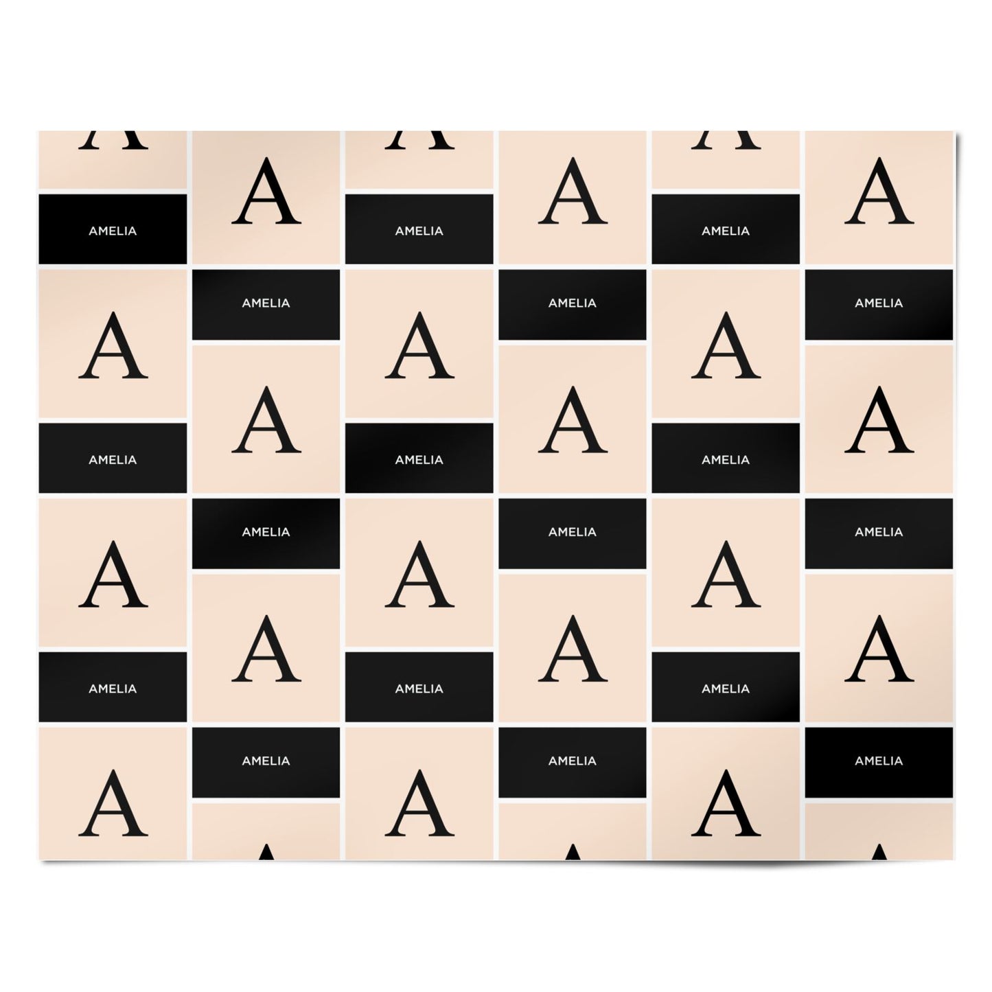 Black Neutral Personalised Initial Personalised Wrapping Paper Alternative