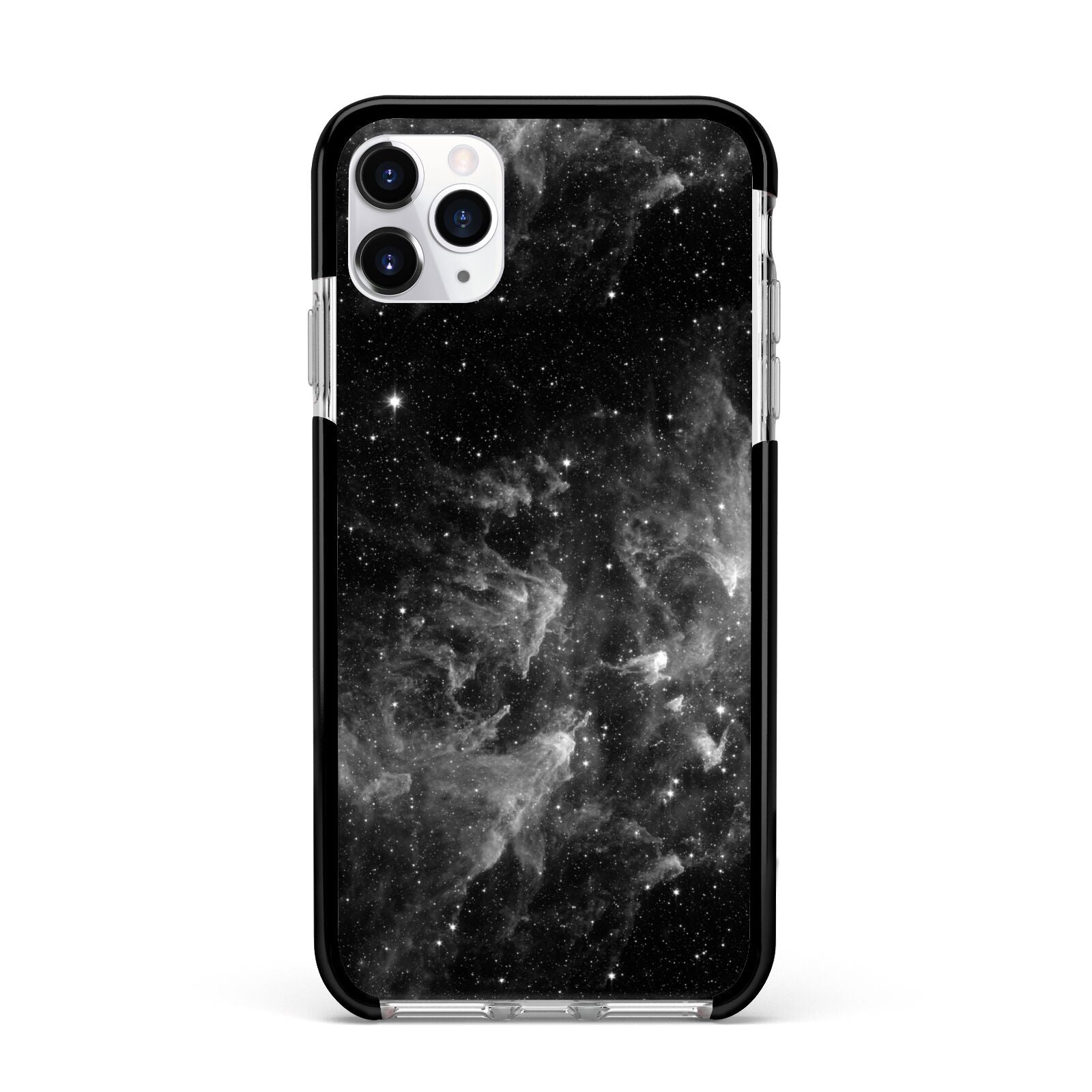 Black Space Apple iPhone 11 Pro Max in Silver with Black Impact Case