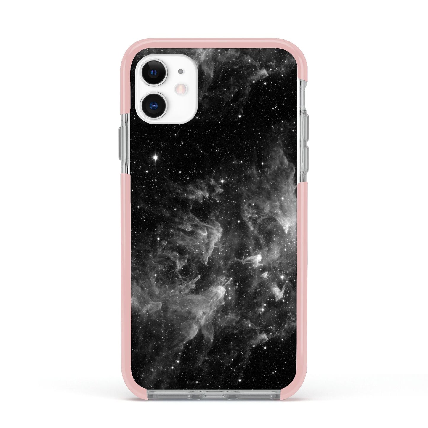 Black Space Apple iPhone 11 in White with Pink Impact Case