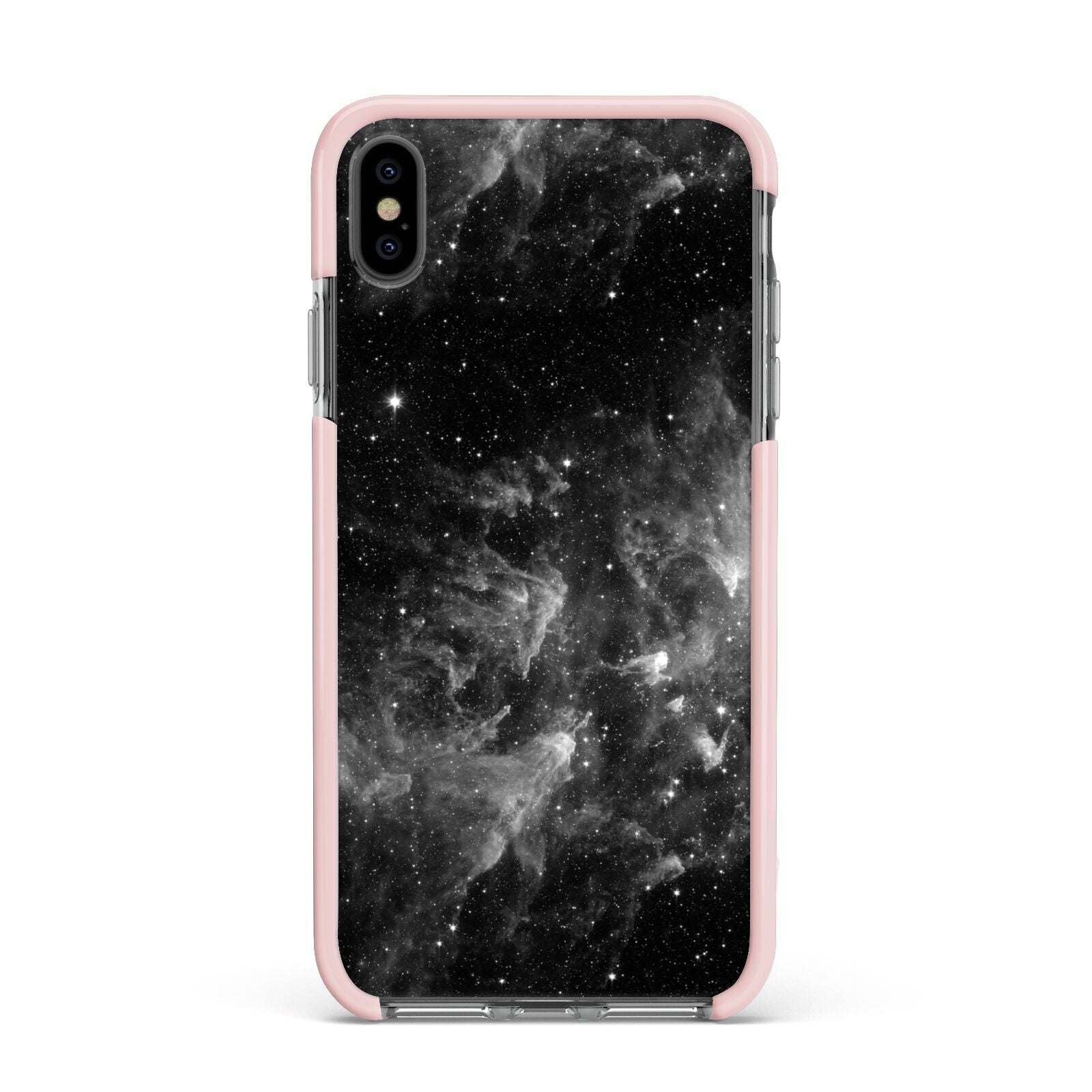 Black Space Apple iPhone Xs Max Impact Case Pink Edge on Black Phone