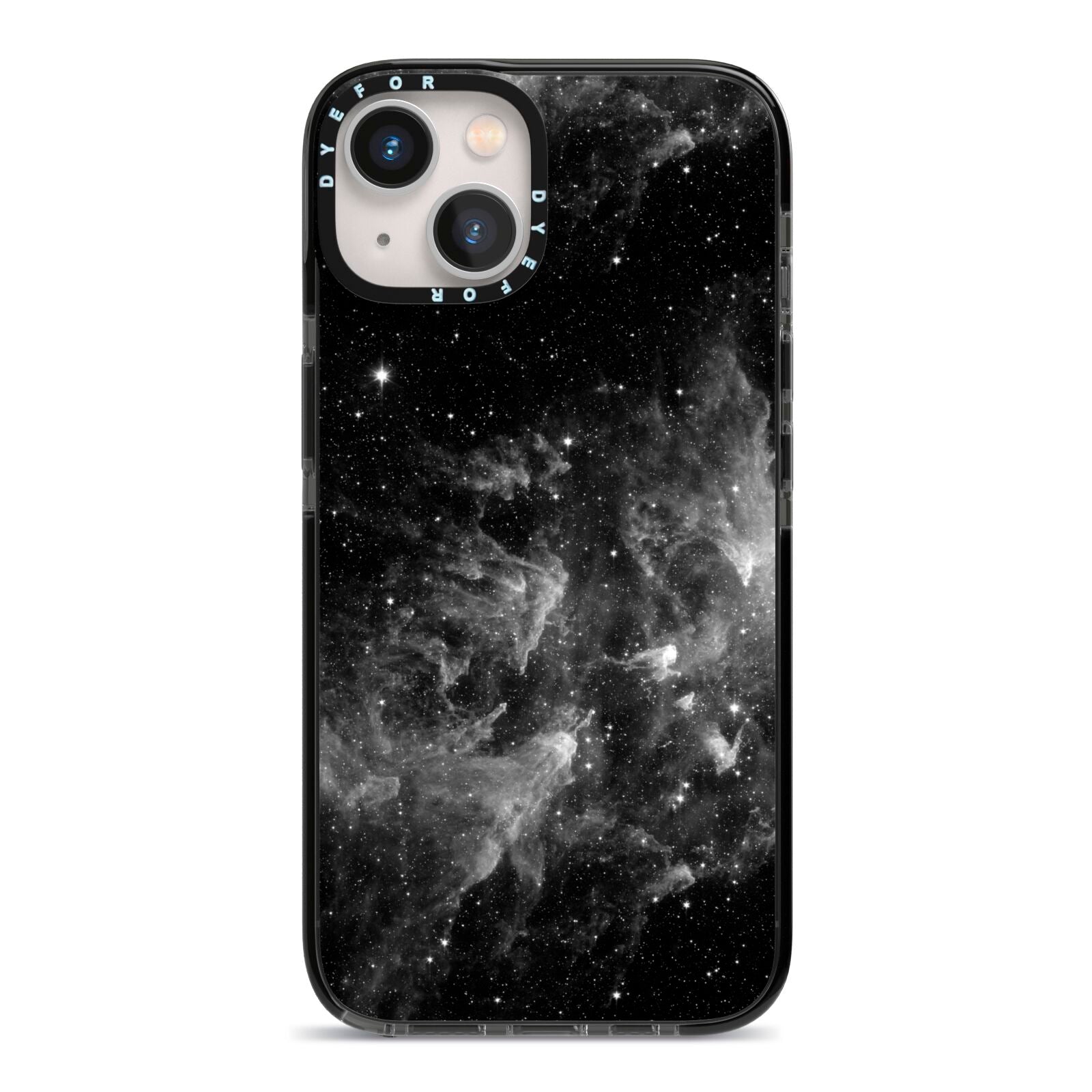 Black Space iPhone 13 Black Impact Case on Silver phone