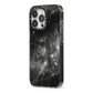 Black Space iPhone 13 Pro Black Impact Case Side Angle on Silver phone