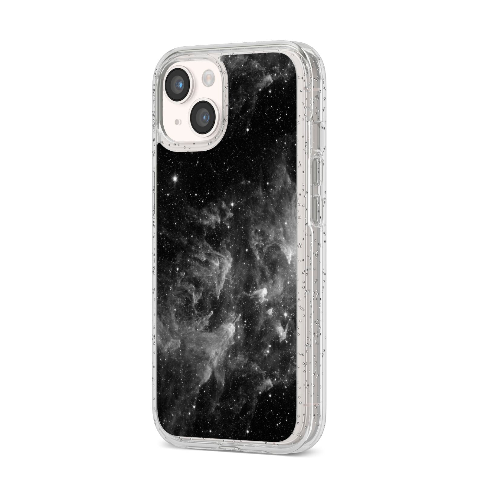 Black Space iPhone 14 Glitter Tough Case Starlight Angled Image