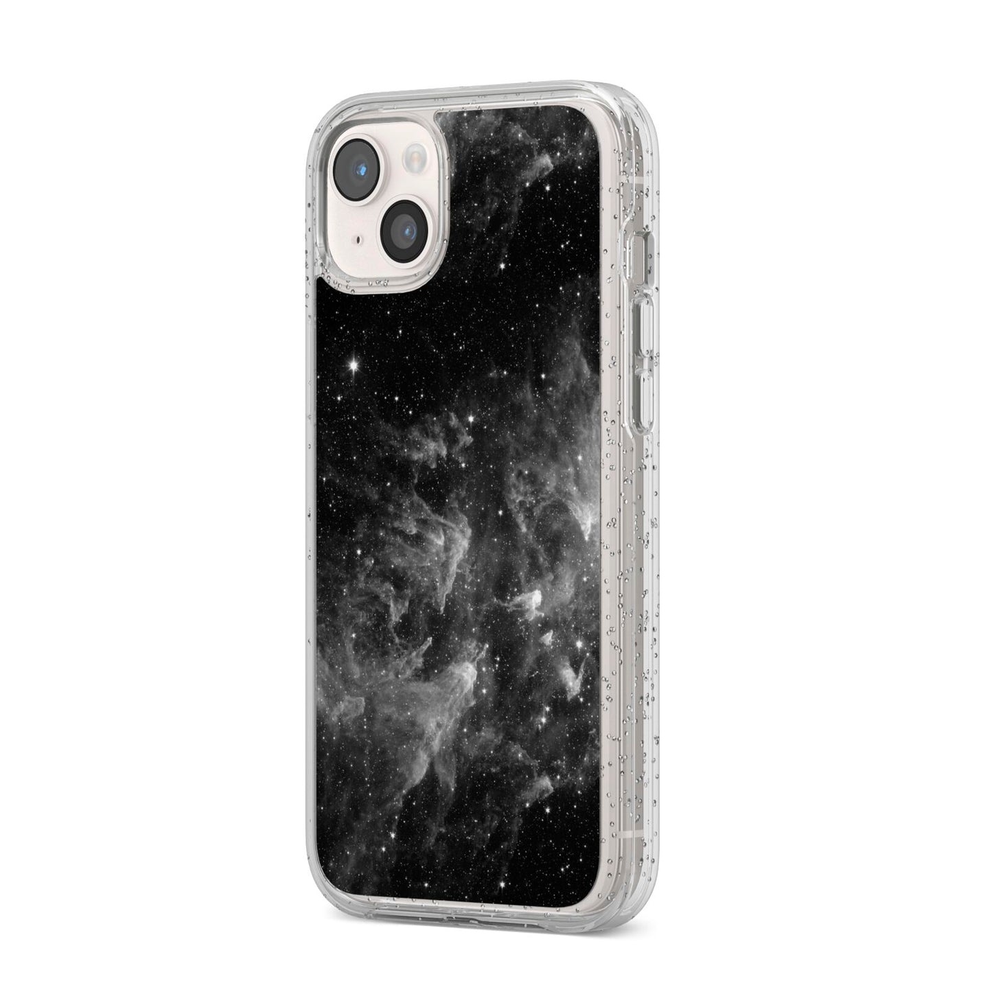 Black Space iPhone 14 Plus Glitter Tough Case Starlight Angled Image