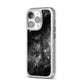 Black Space iPhone 14 Pro Clear Tough Case Silver Angled Image