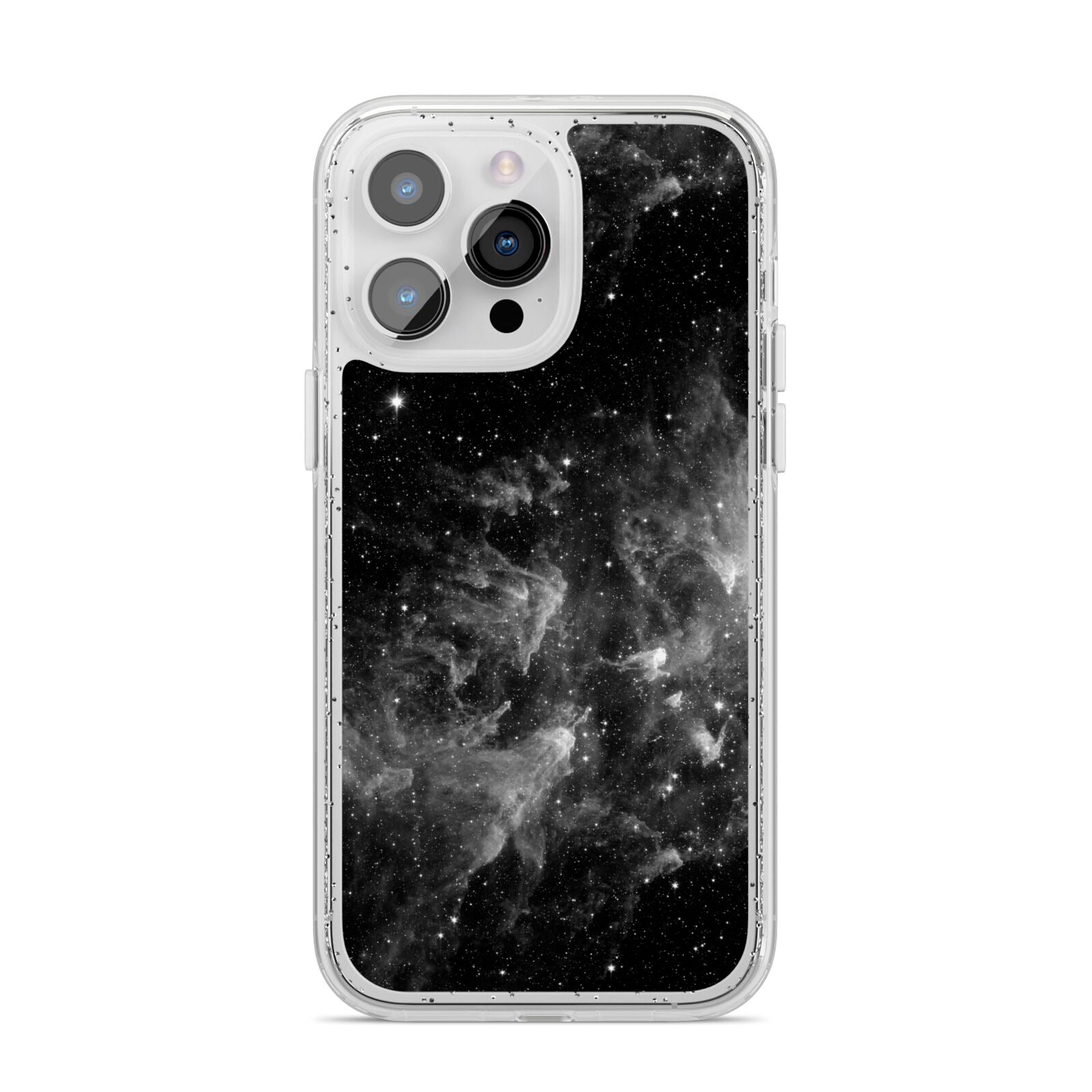 Black Space iPhone 14 Pro Max Glitter Tough Case Silver