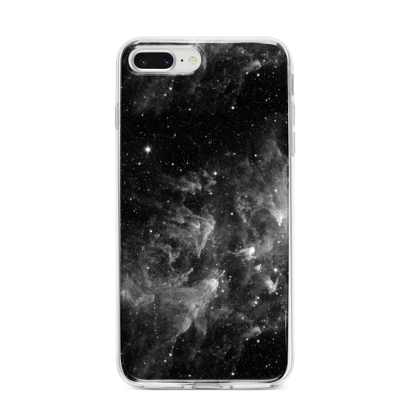 Black Space iPhone 8 Plus Bumper Case on Silver iPhone
