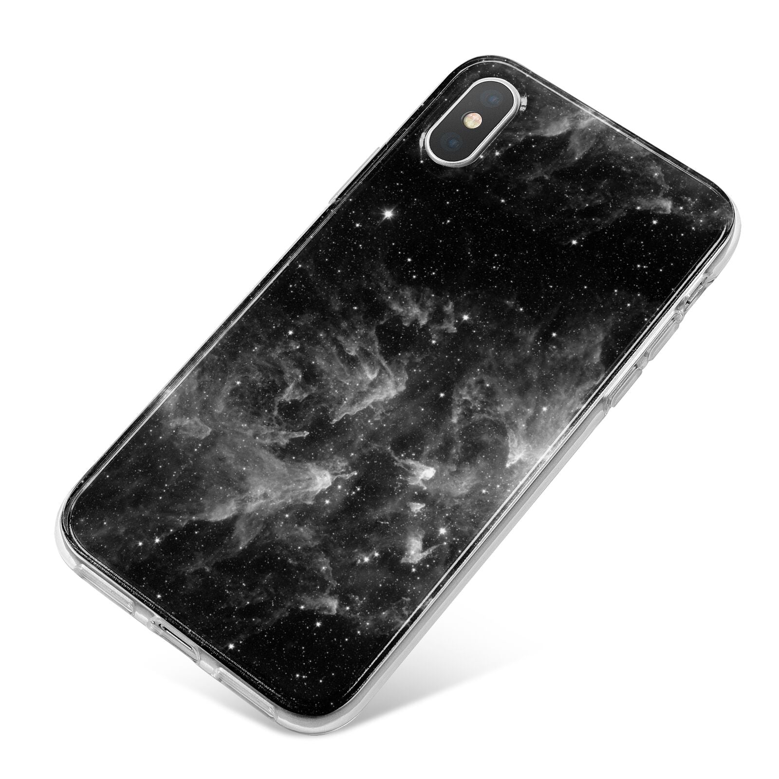 Black Space iPhone X Bumper Case on Silver iPhone
