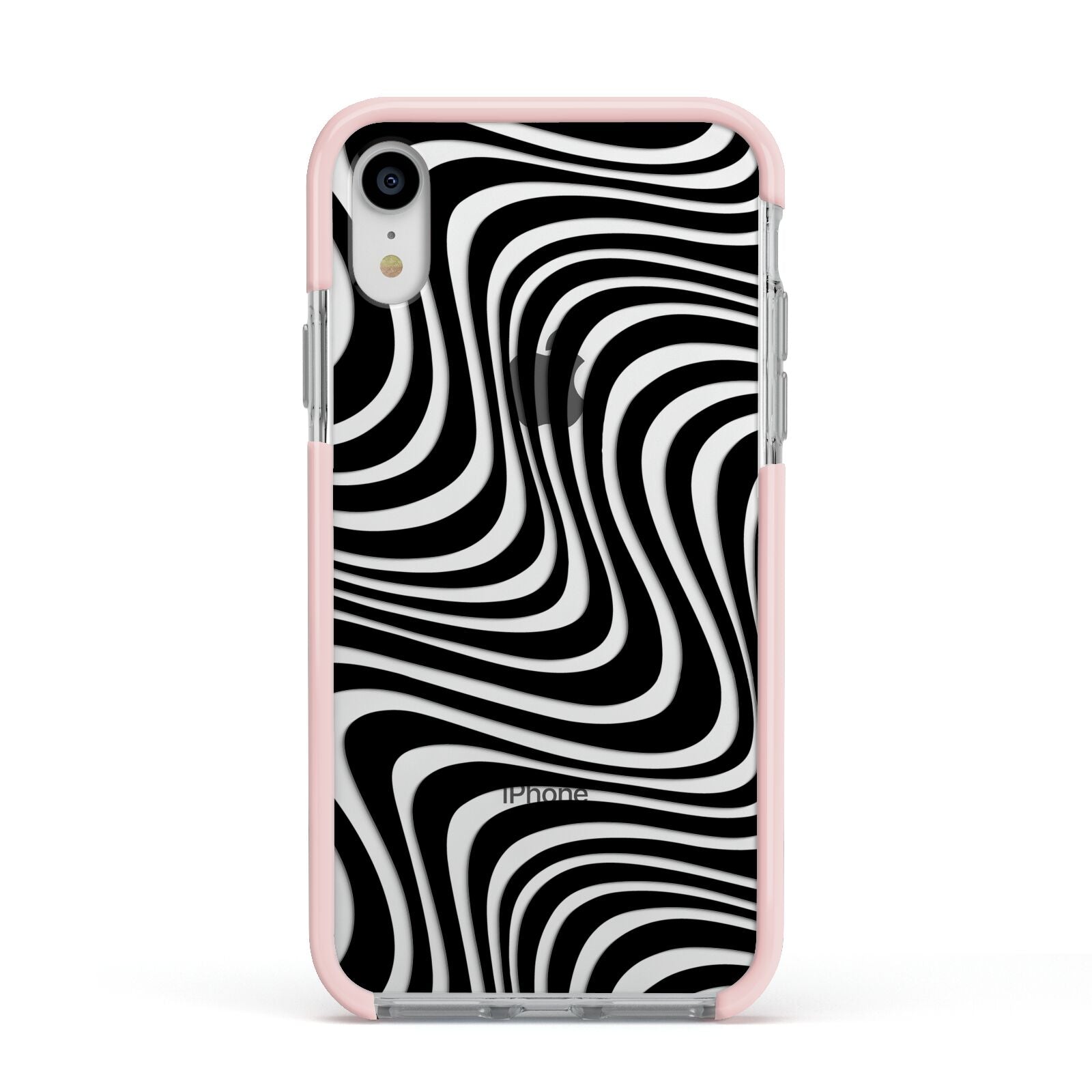 Black Wave Apple iPhone XR Impact Case Pink Edge on Silver Phone