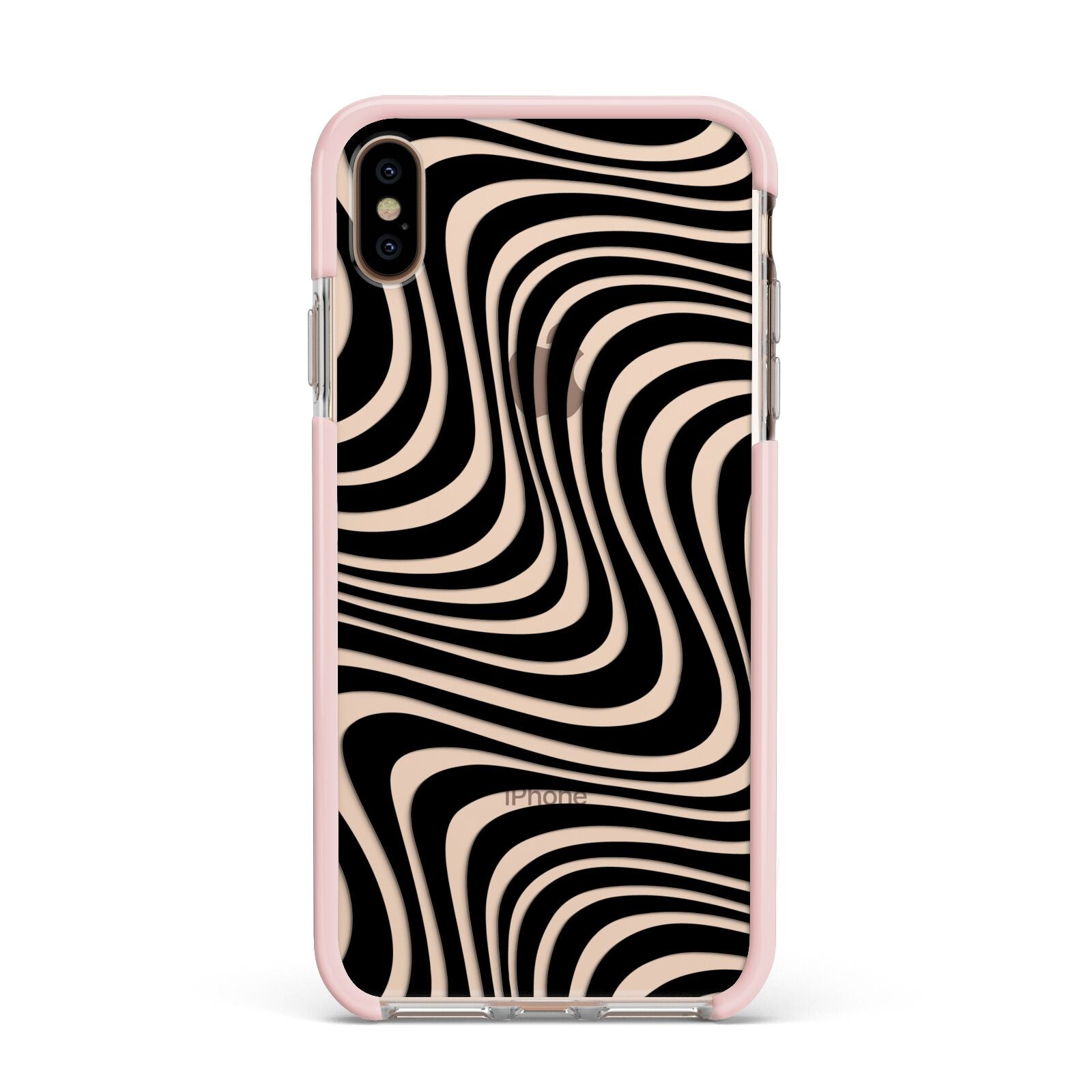 Black Wave Apple iPhone Xs Max Impact Case Pink Edge on Gold Phone