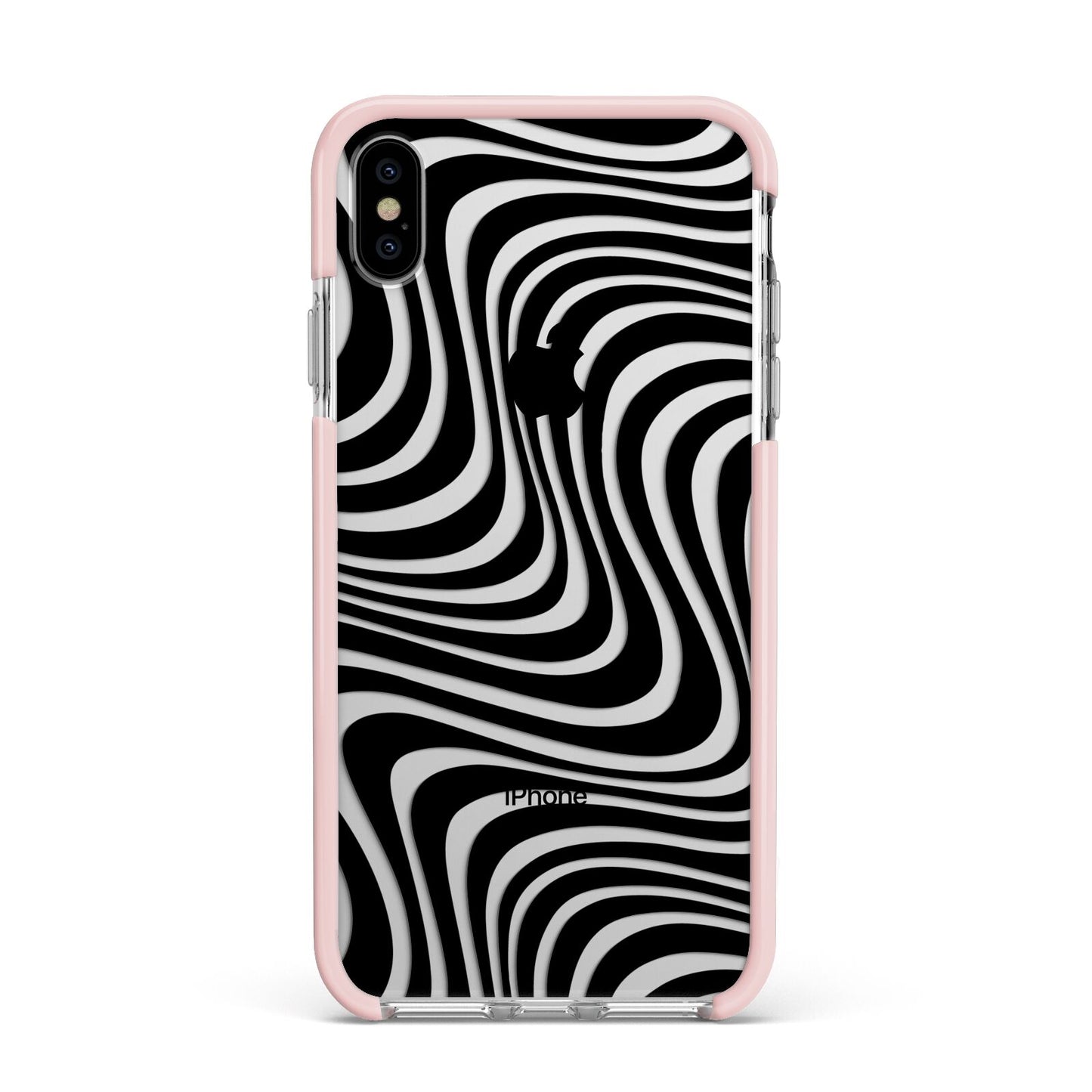 Black Wave Apple iPhone Xs Max Impact Case Pink Edge on Silver Phone