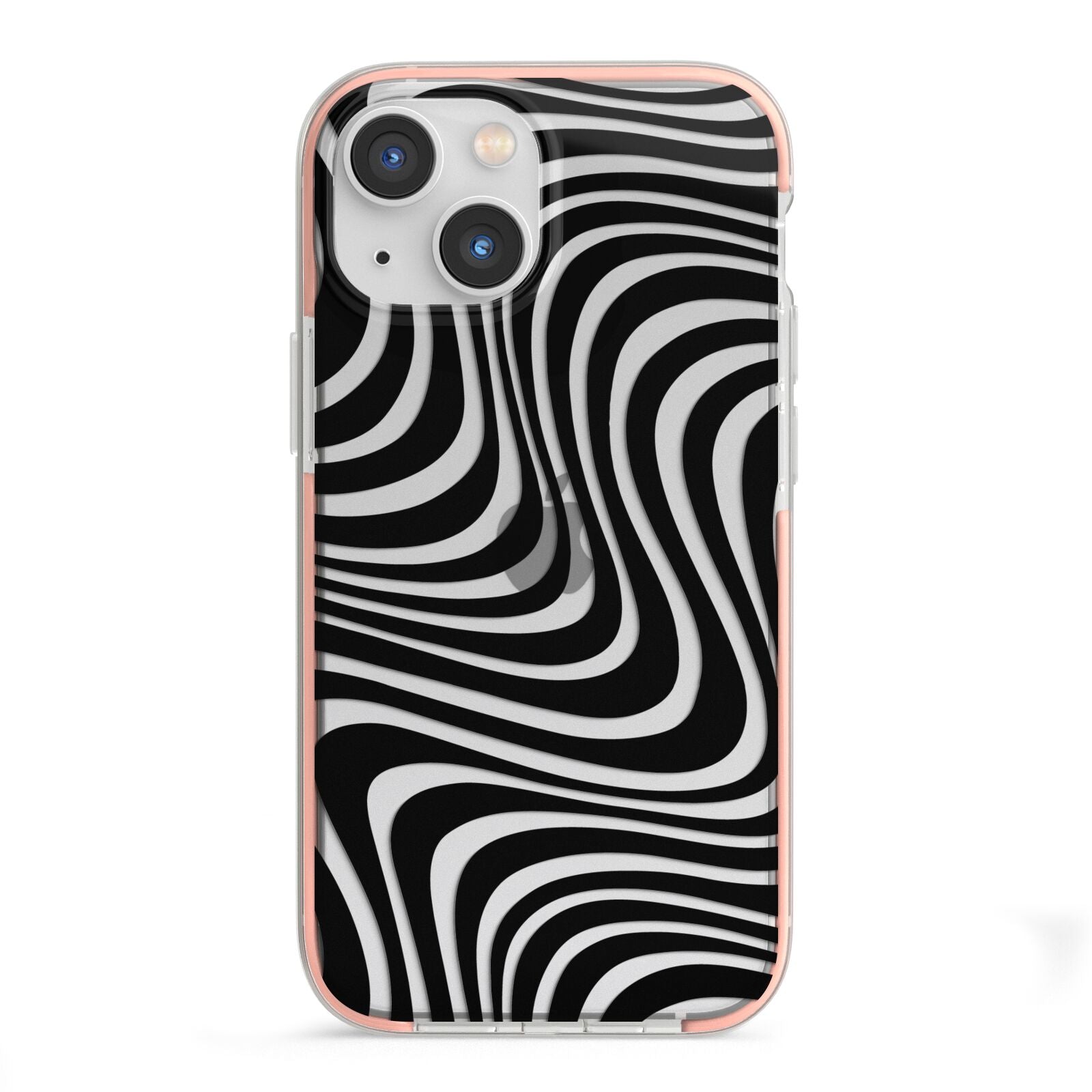 Black Wave iPhone 13 Mini TPU Impact Case with Pink Edges