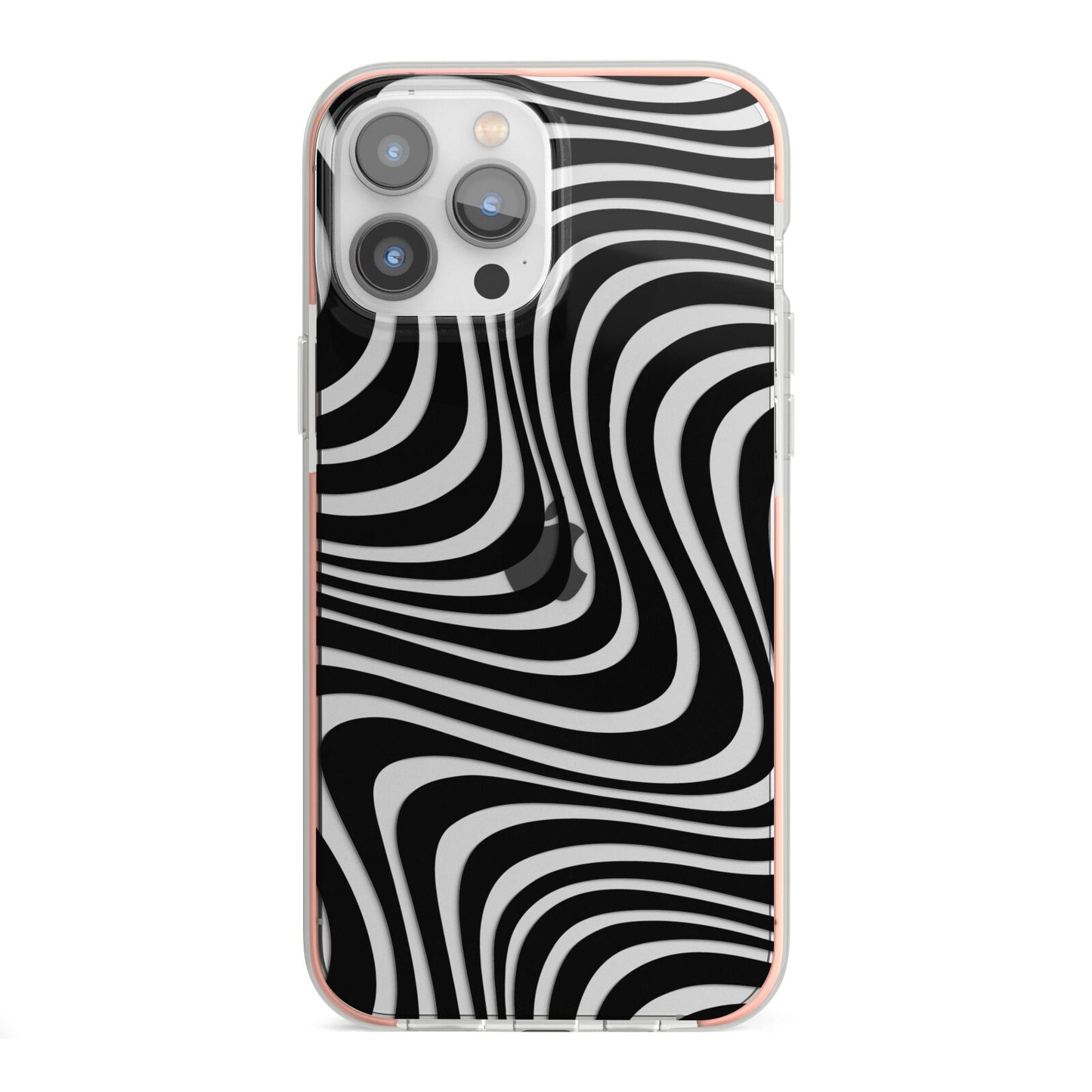 Black Wave iPhone 13 Pro Max TPU Impact Case with Pink Edges