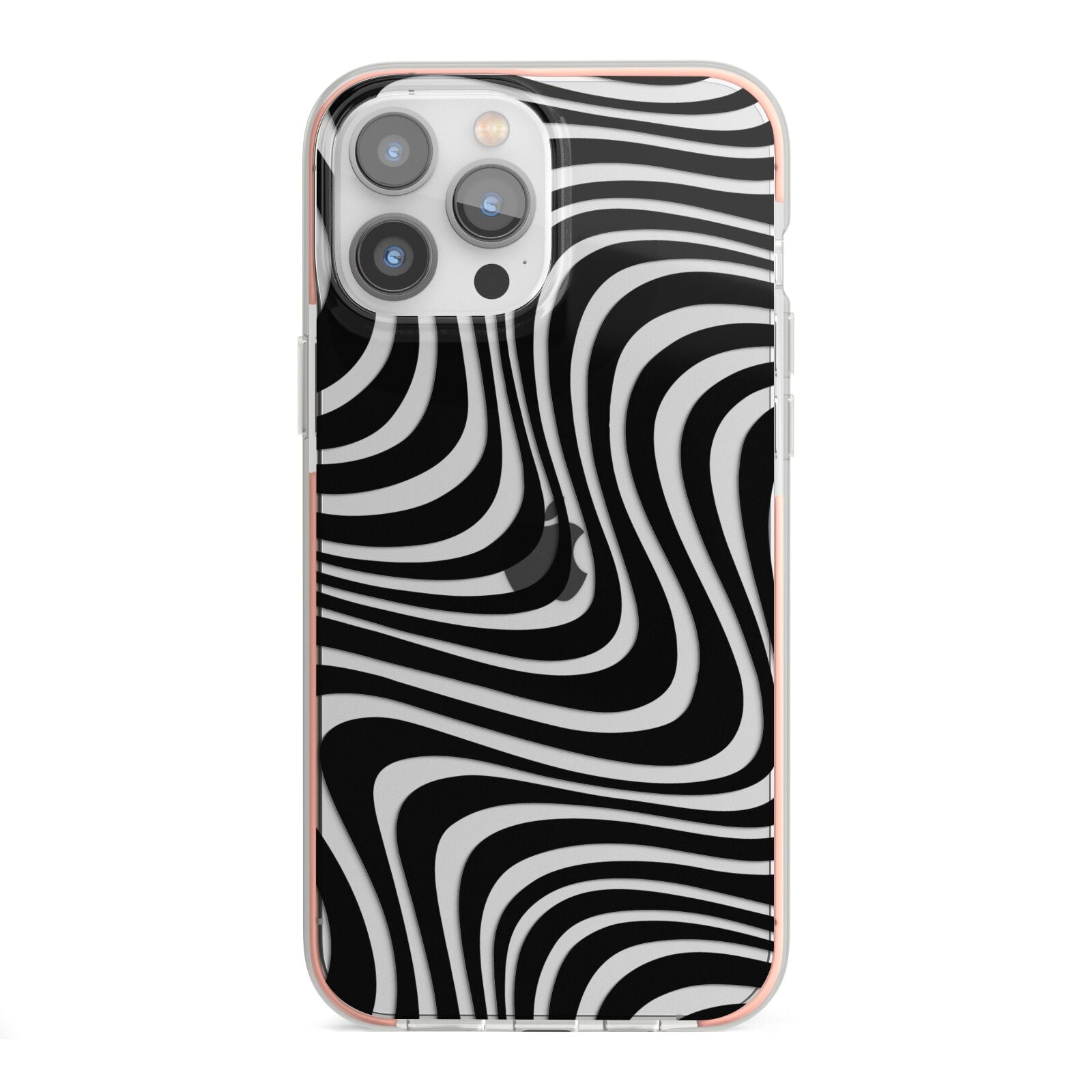 Black Wave iPhone 13 Pro Max TPU Impact Case with Pink Edges