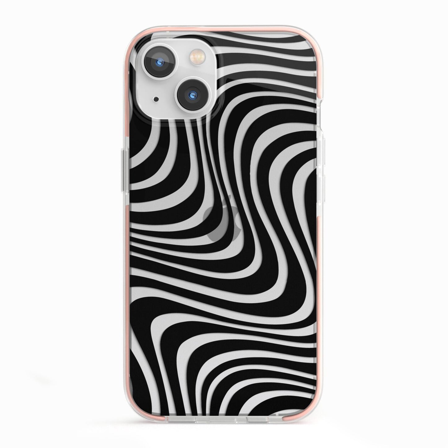 Black Wave iPhone 13 TPU Impact Case with Pink Edges