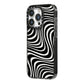 Black Wave iPhone 14 Pro Black Impact Case Side Angle on Silver phone