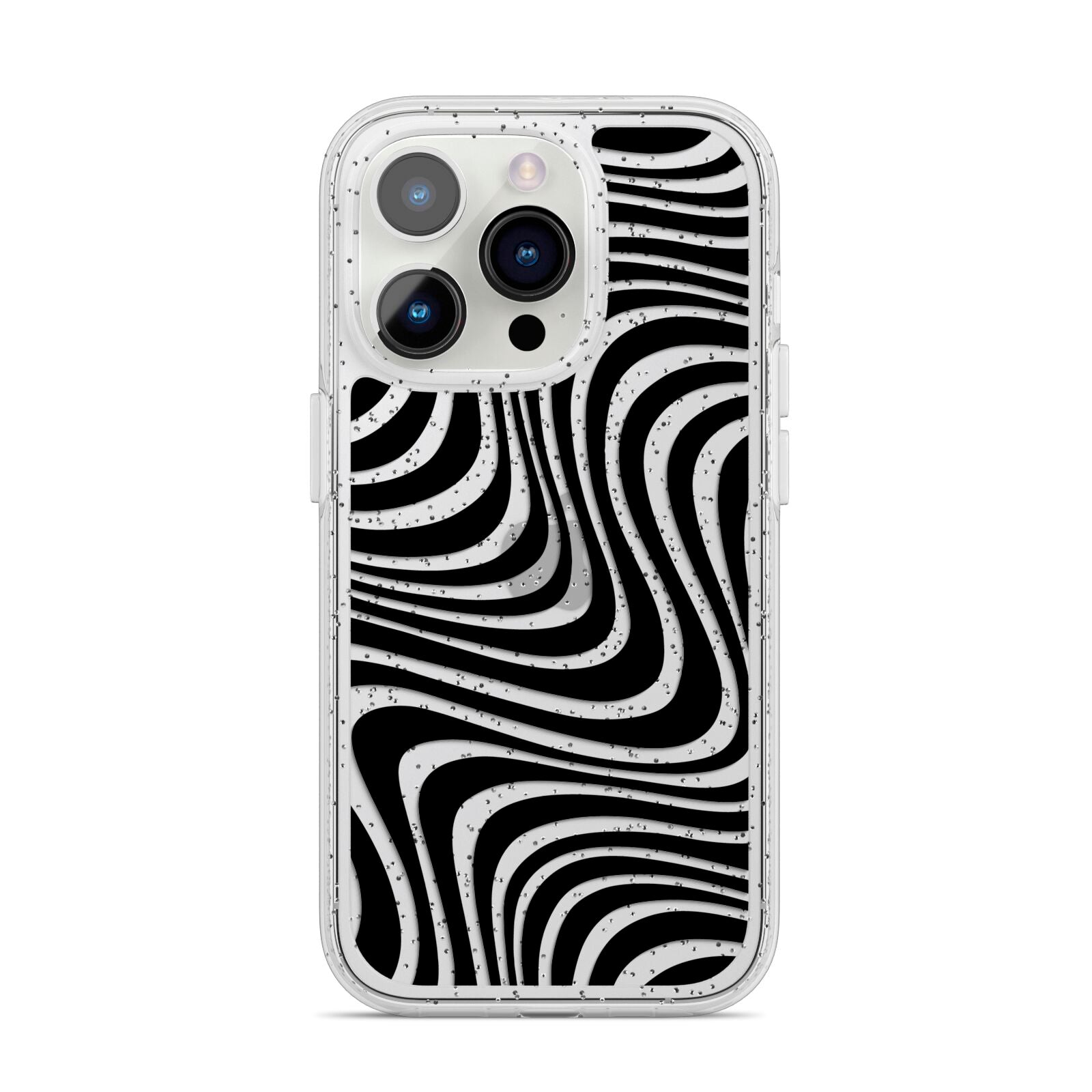 Black Wave iPhone 14 Pro Glitter Tough Case Silver