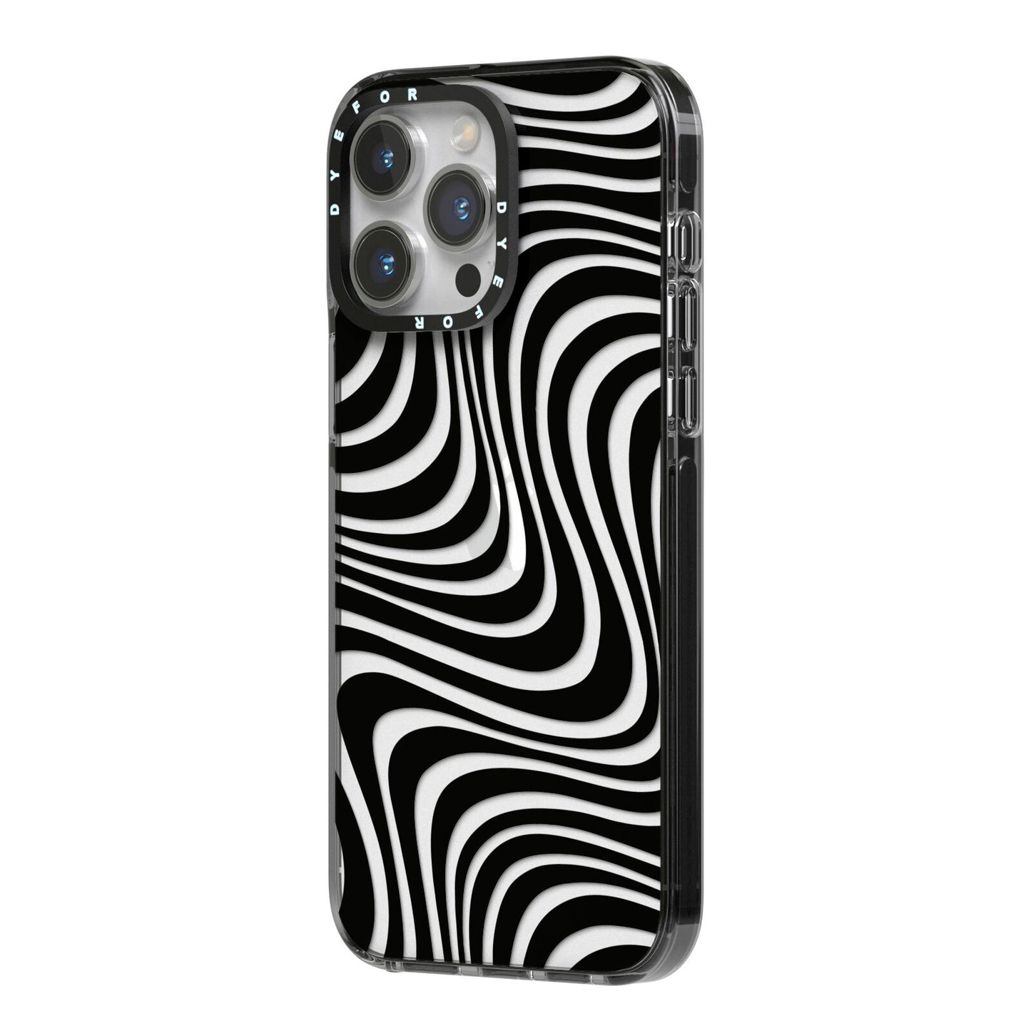 Black Wave iPhone 14 Pro Max Black Impact Case Side Angle on Silver phone