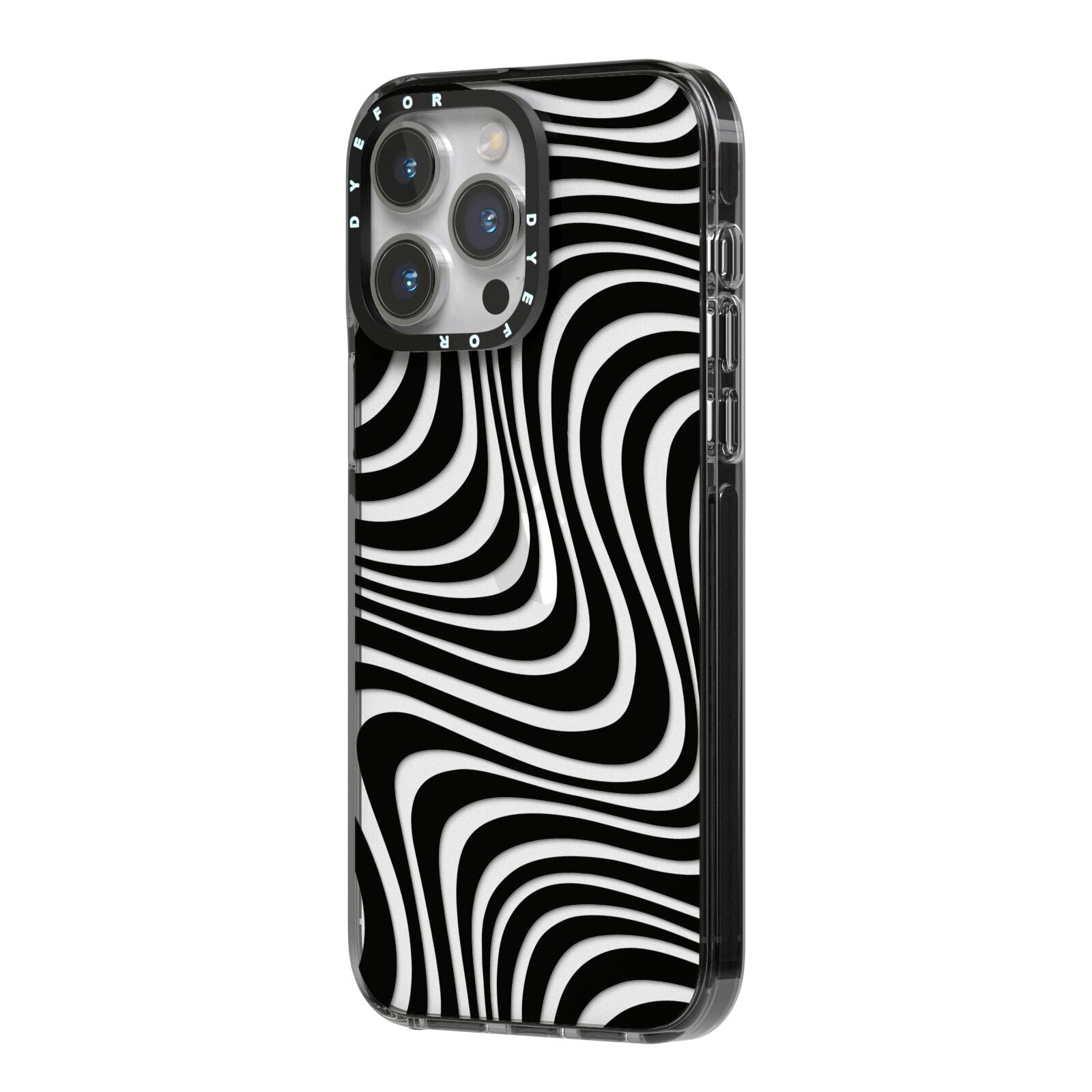 Black Wave iPhone 14 Pro Max Black Impact Case Side Angle on Silver phone