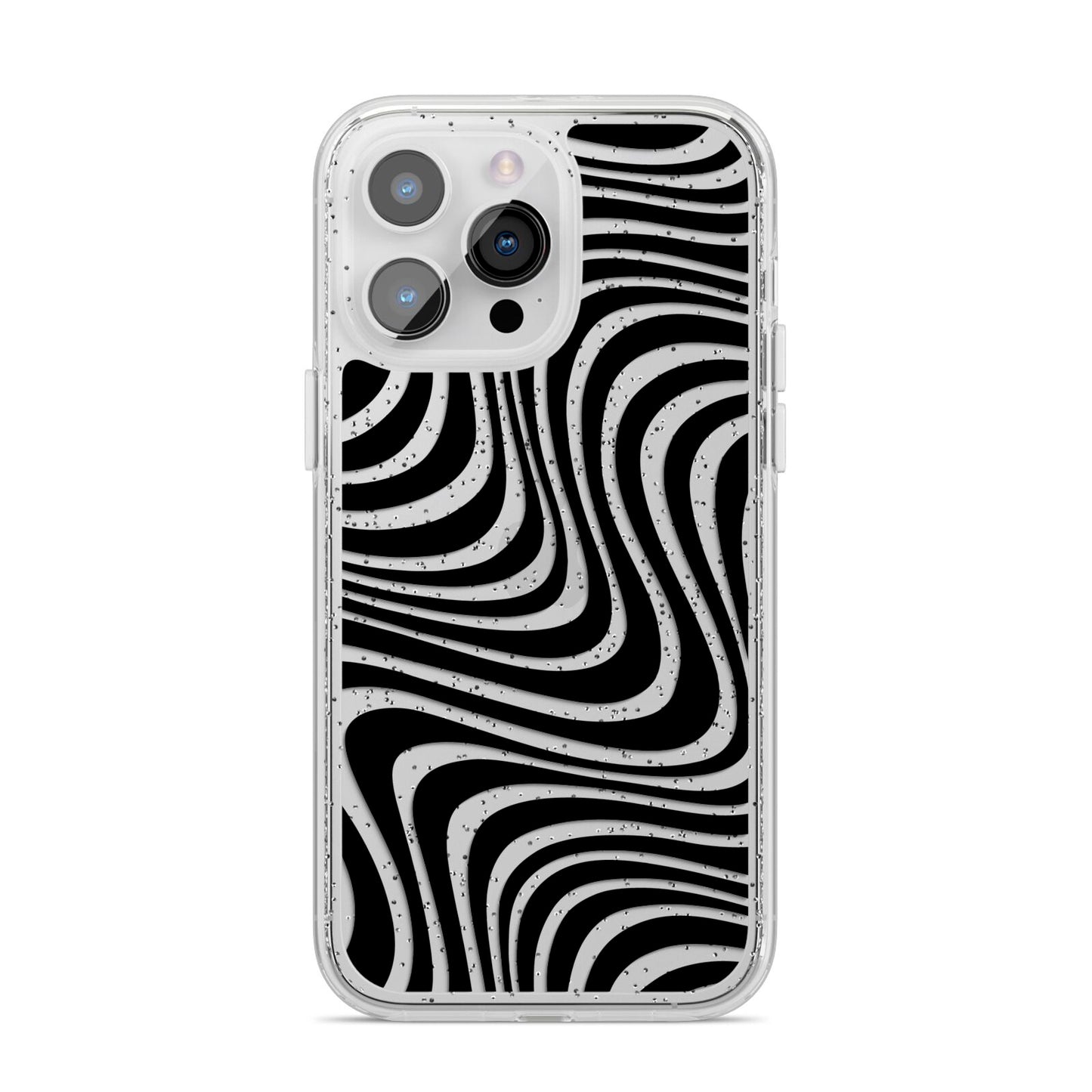Black Wave iPhone 14 Pro Max Glitter Tough Case Silver