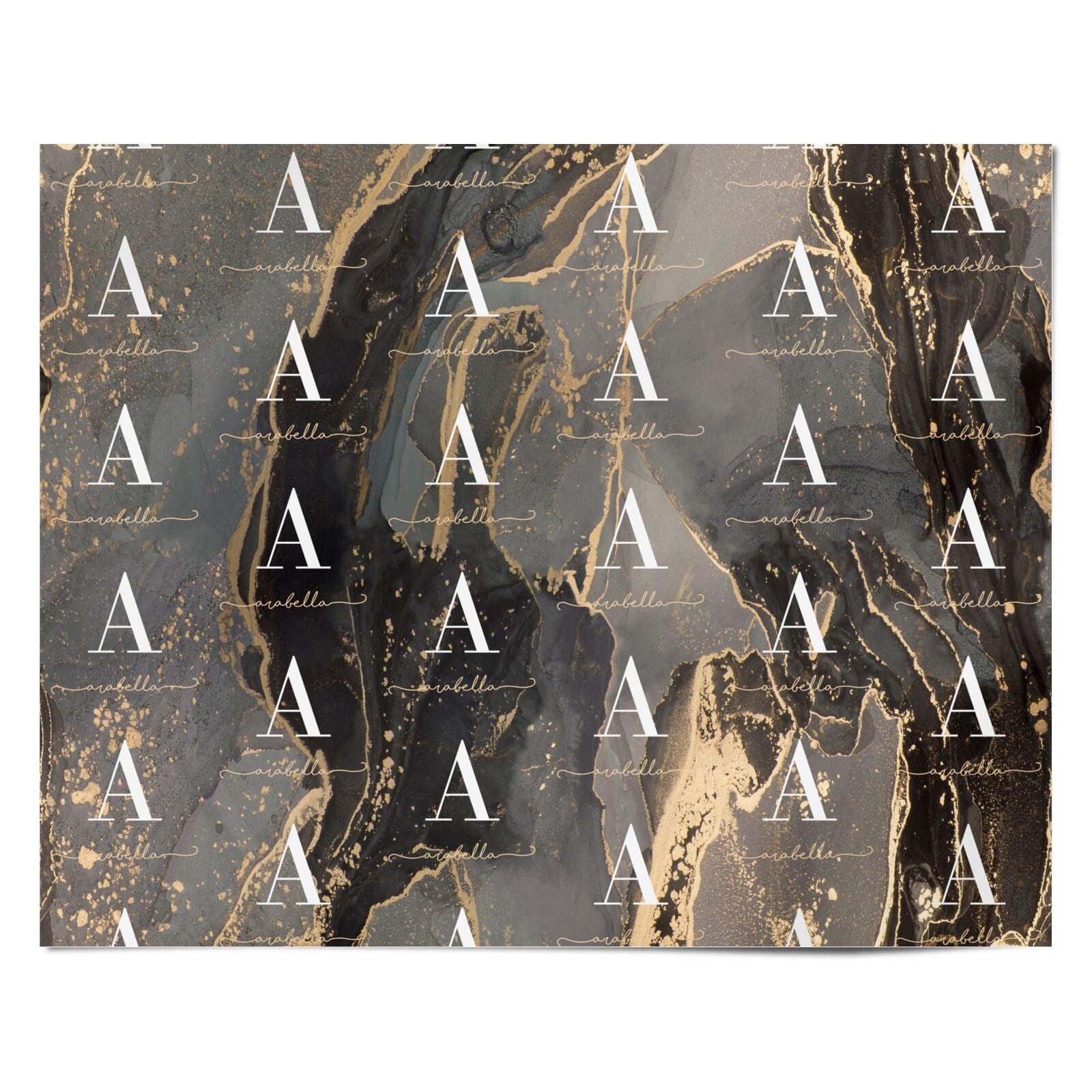 Black and Gold Marble Personalised Wrapping Paper Alternative