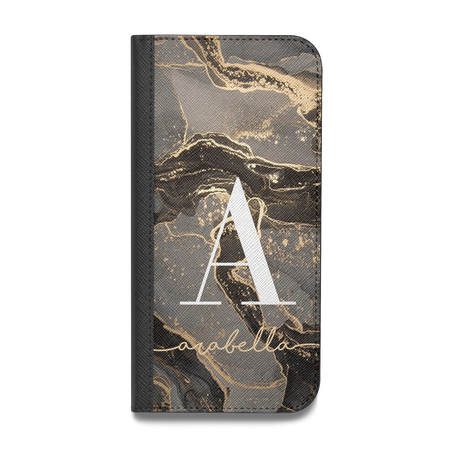 Black and Gold Marble Vegan Leather Flip Samsung Case