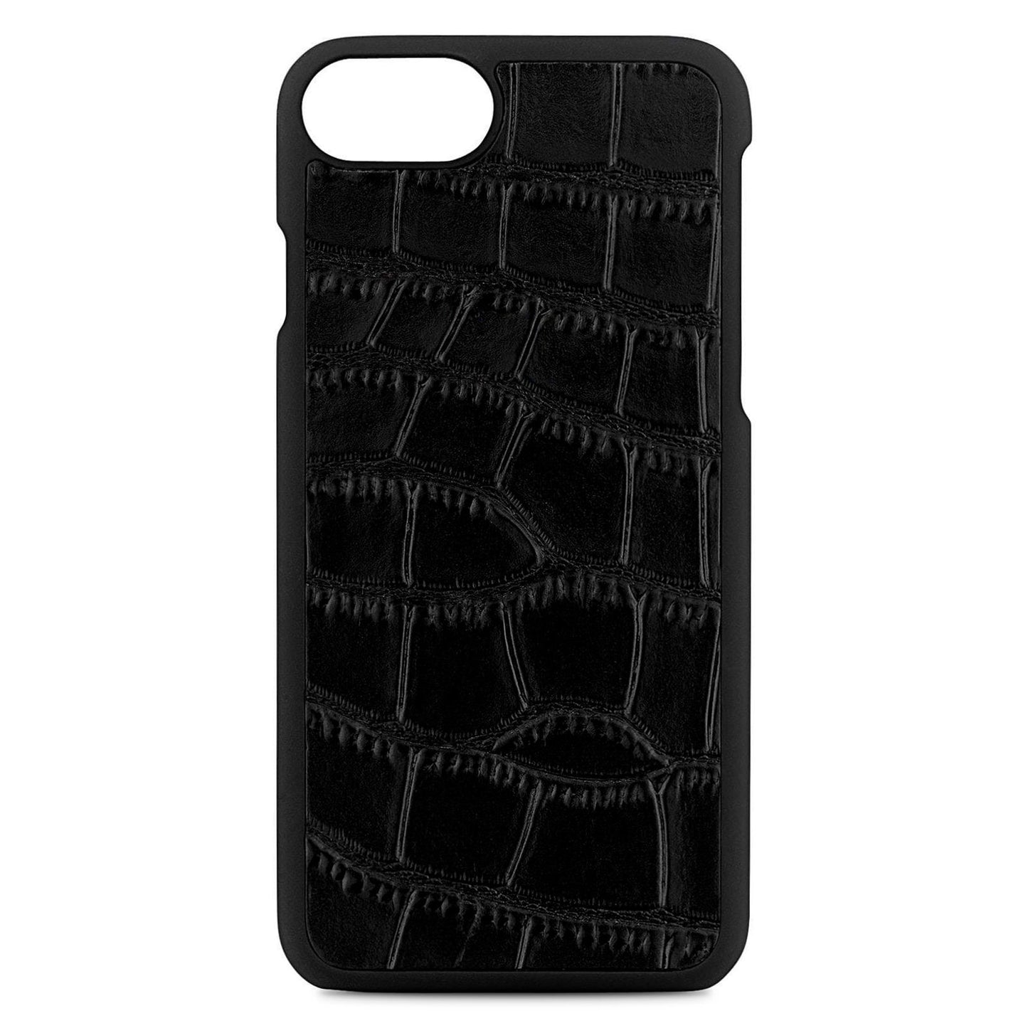 Blank Personalised Black Croc Leather iPhone Case
