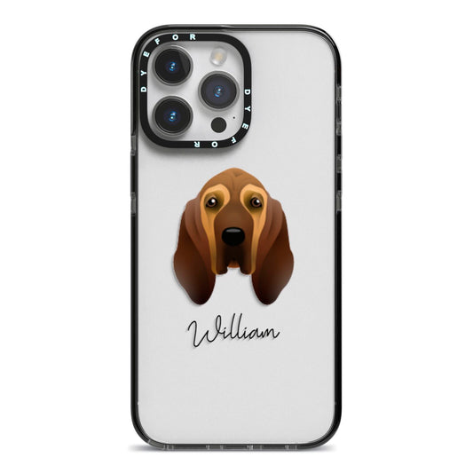 Bloodhound Personalised iPhone 14 Pro Max Black Impact Case on Silver phone