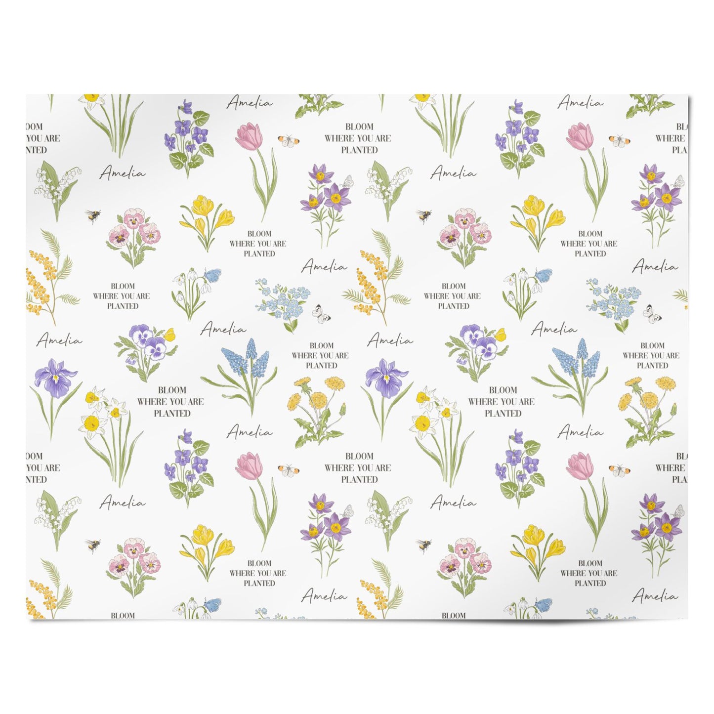 Bloom Where You Are Planted Personalised Wrapping Paper Alternative