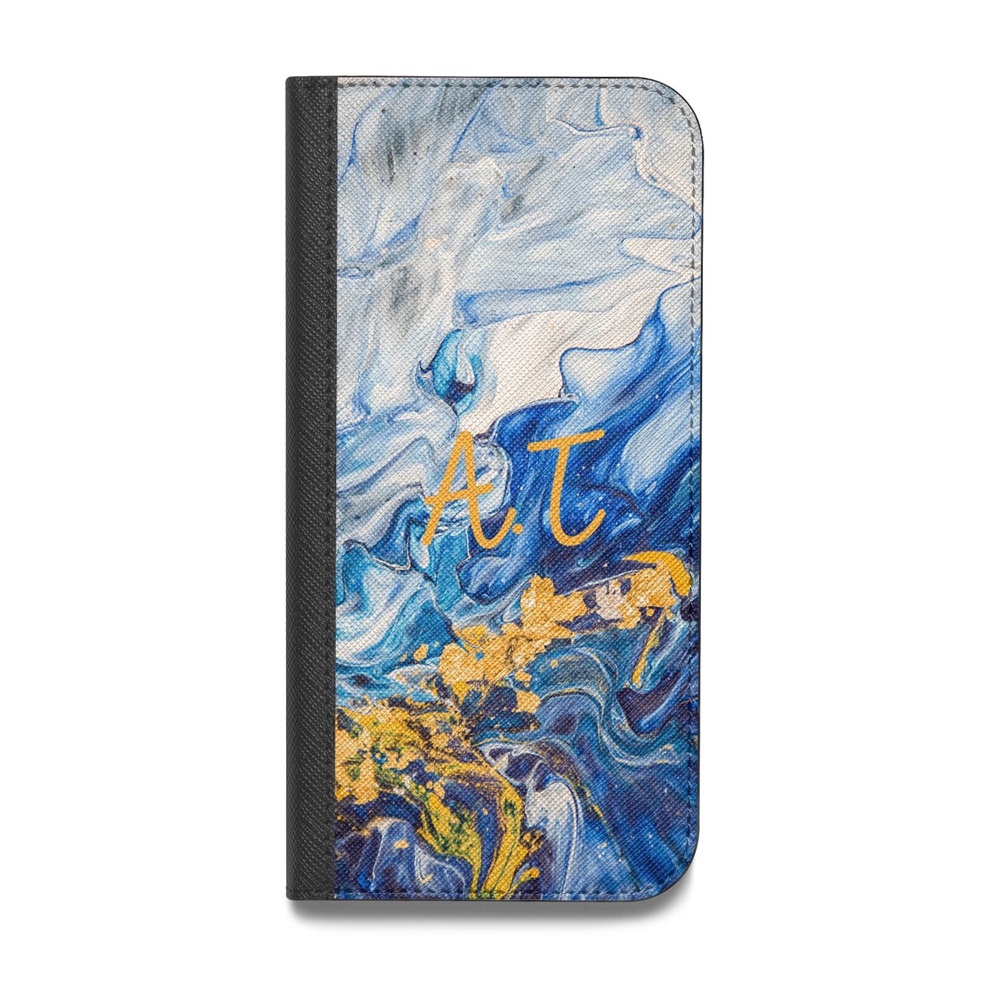 Blue And Gold Marble Vegan Leather Flip Samsung Case