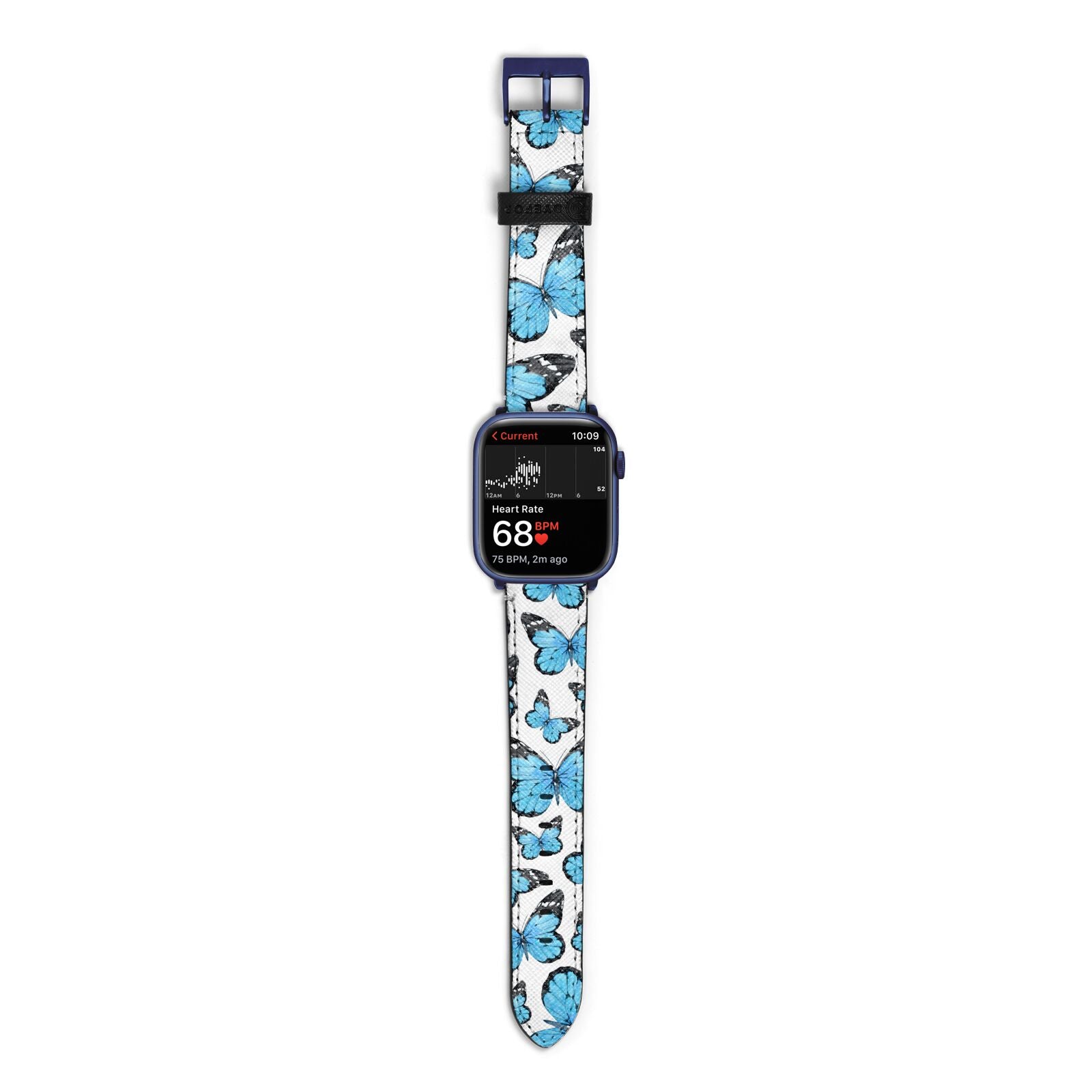 Blue Butterfly Apple Watch Strap Size 38mm with Blue Hardware