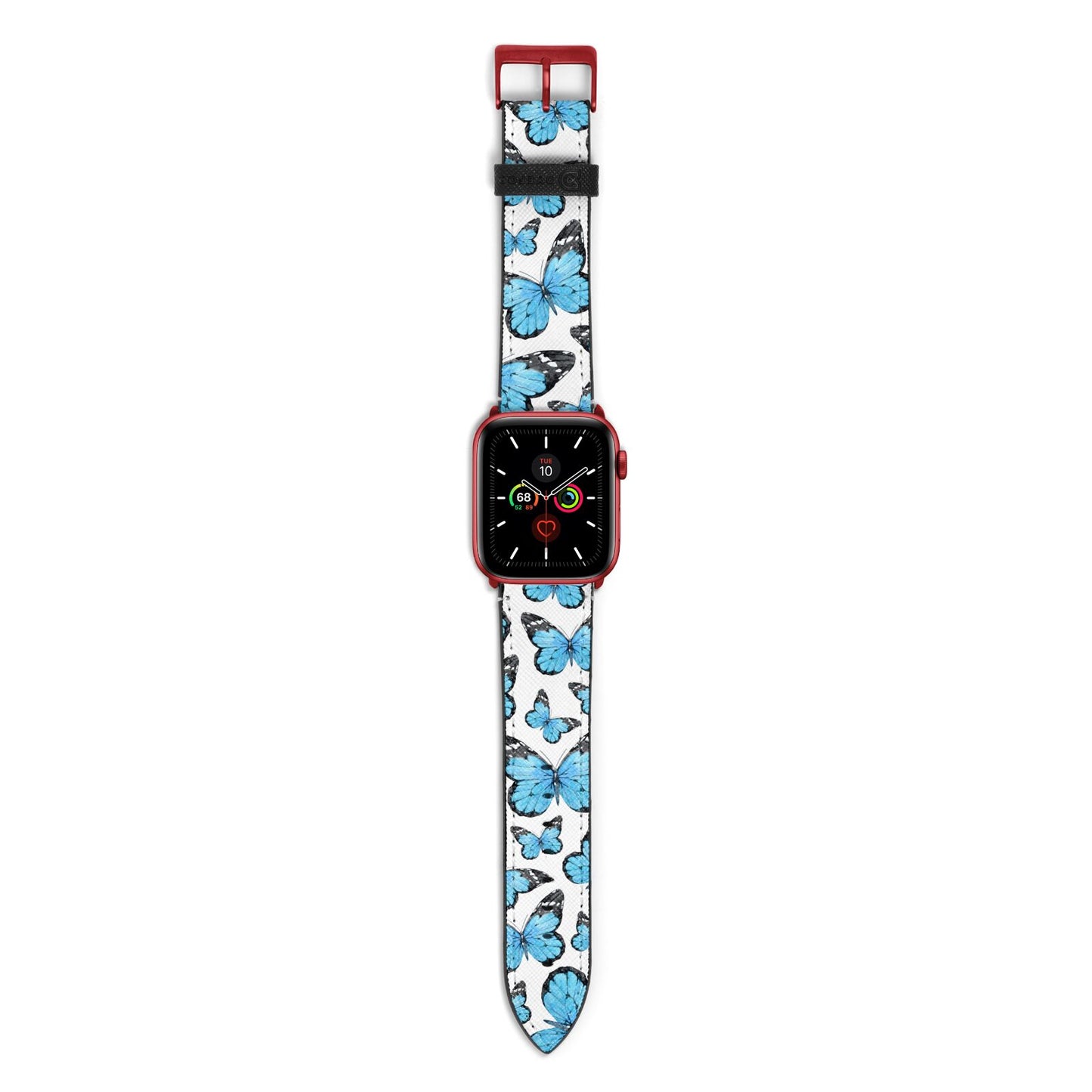 Blue Butterfly Apple Watch Strap with Red Hardware