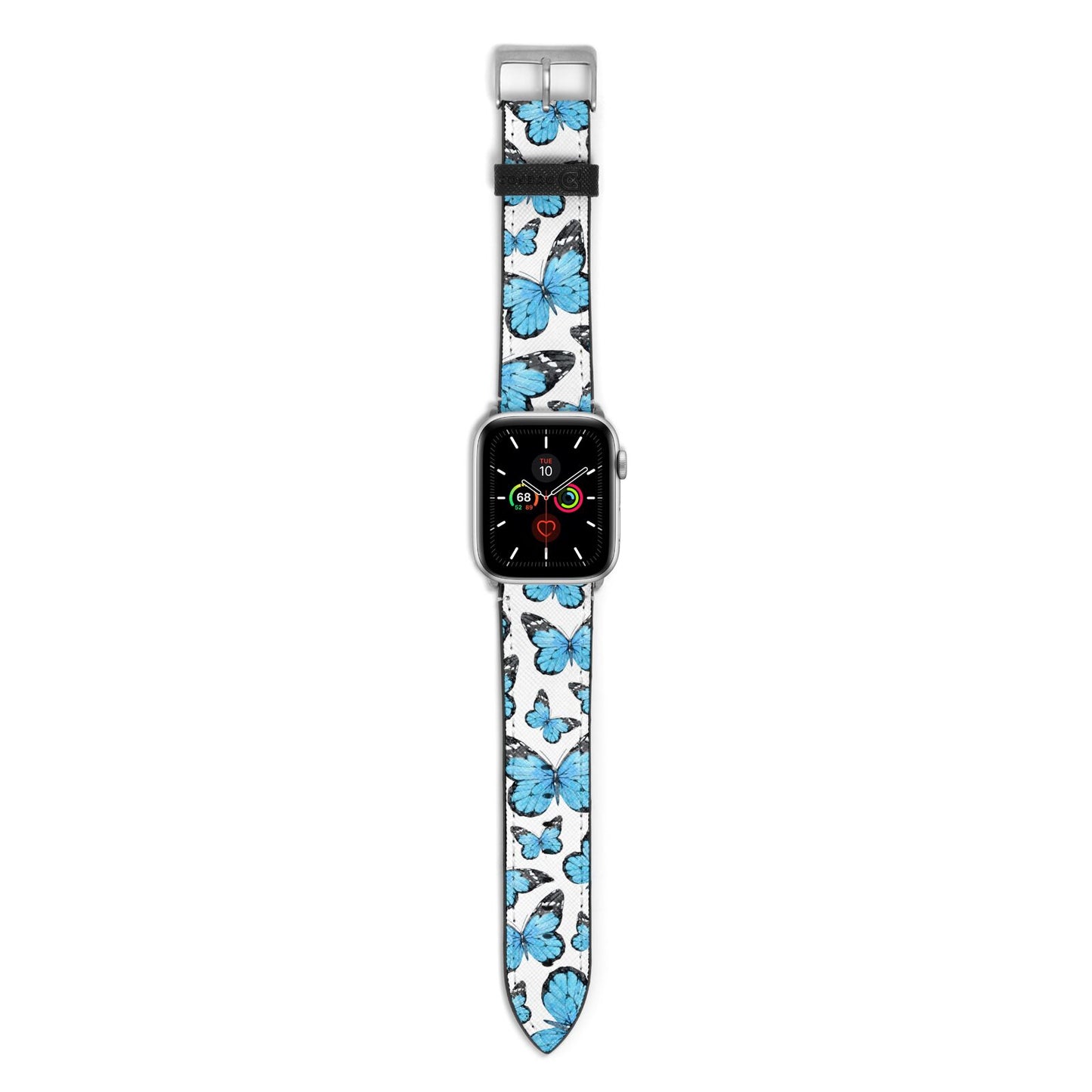 Blue Butterfly Apple Watch Strap with Silver Hardware