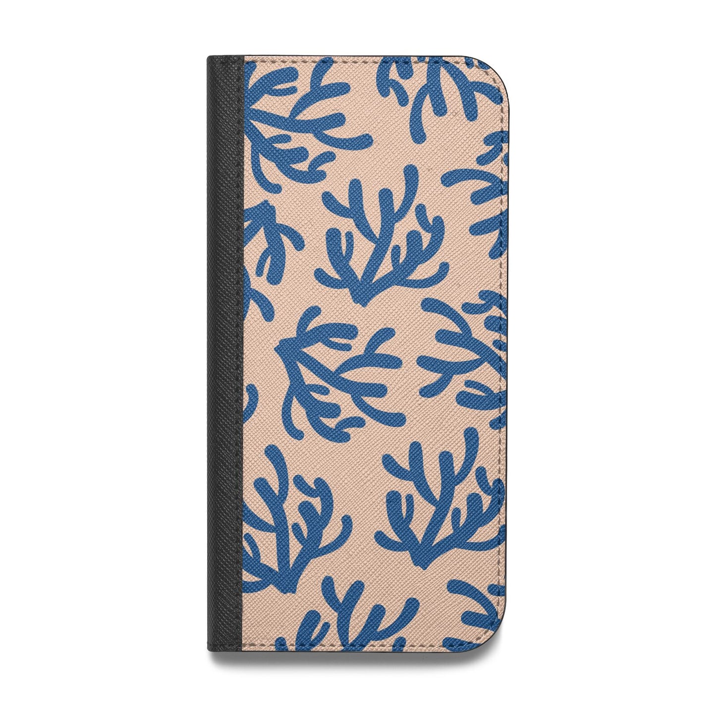 Blue Coral Vegan Leather Flip iPhone Case