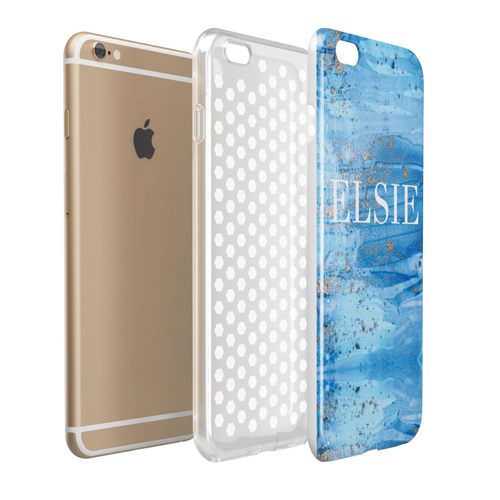 Blue Gold Marble Personalised Apple iPhone 6 Plus 3D Tough Case Expand Detail Image