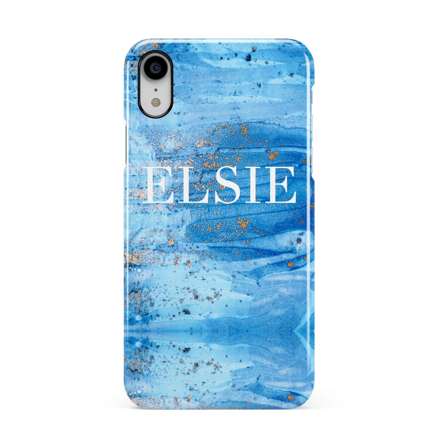 Blue Gold Marble Personalised Apple iPhone XR White 3D Snap Case