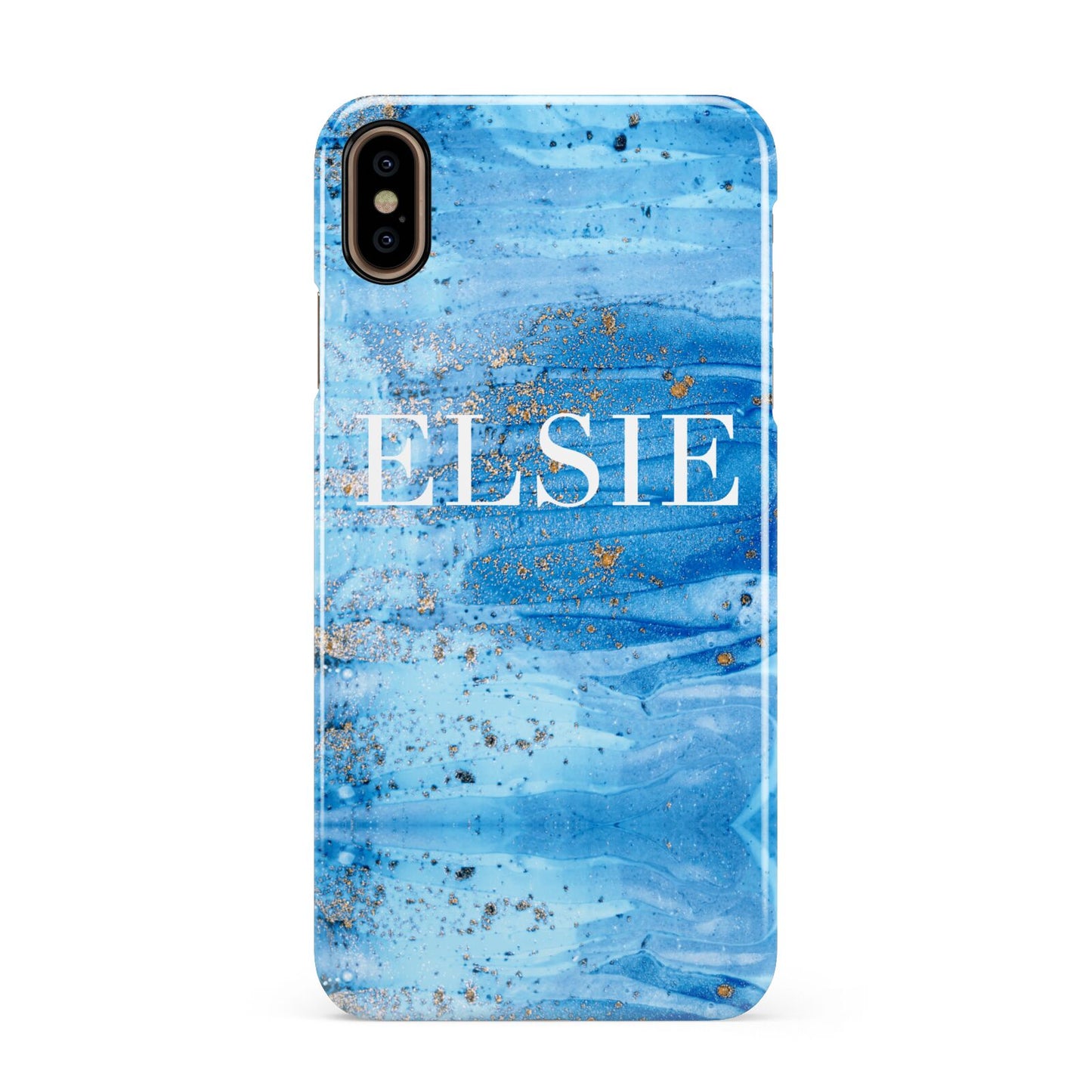 Blue Gold Marble Personalised Apple iPhone Xs Max 3D Snap Case