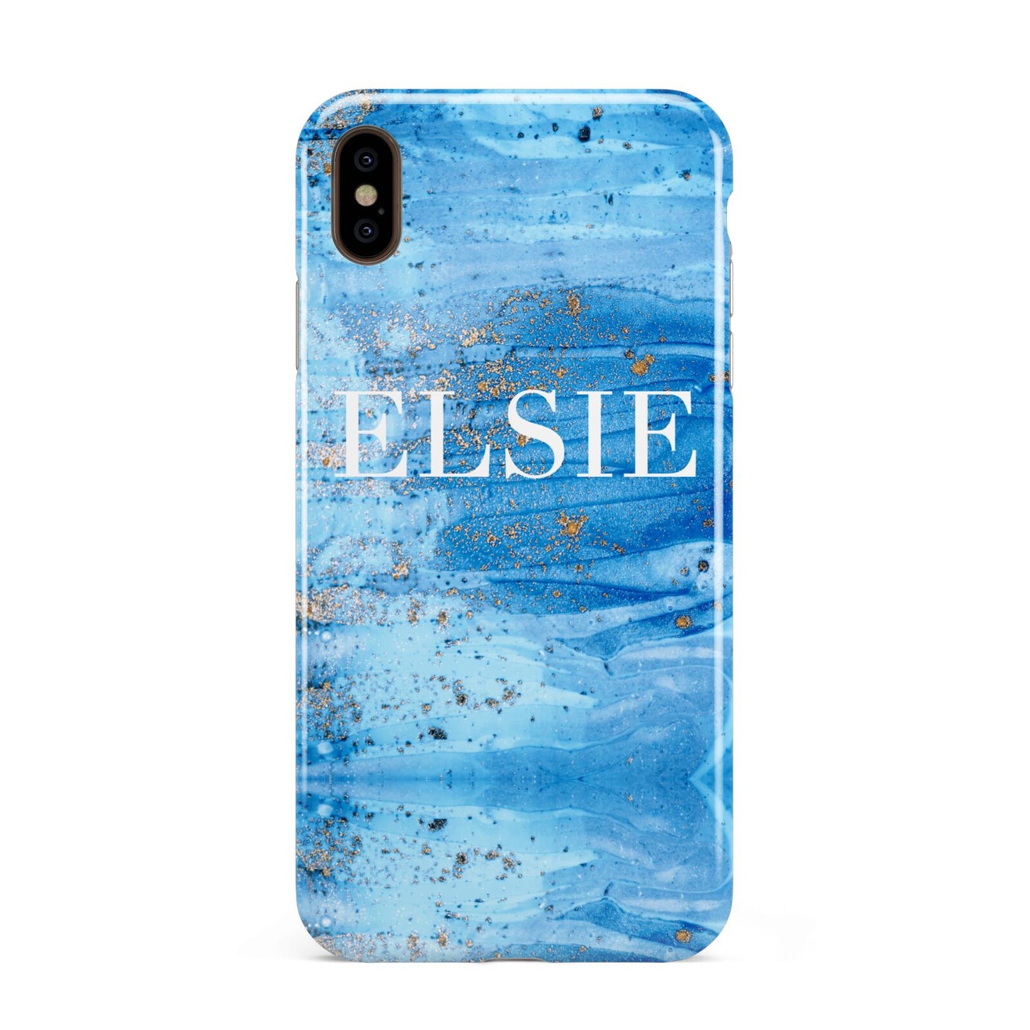 Blue Gold Marble Personalised Apple iPhone Xs Max 3D Tough Case