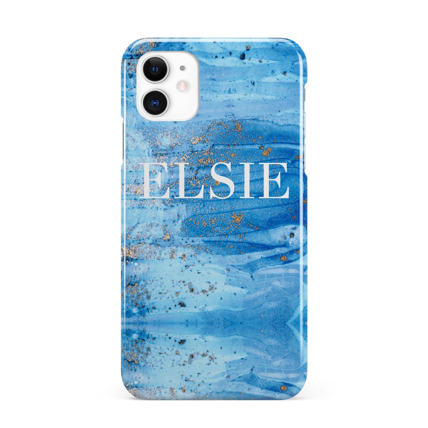 Blue Gold Marble Personalised iPhone 11 3D Snap Case