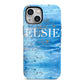 Blue Gold Marble Personalised iPhone 13 Mini Full Wrap 3D Tough Case
