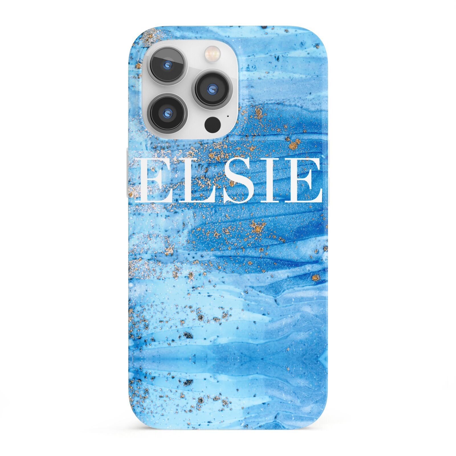 Blue Gold Marble Personalised iPhone 13 Pro Full Wrap 3D Snap Case